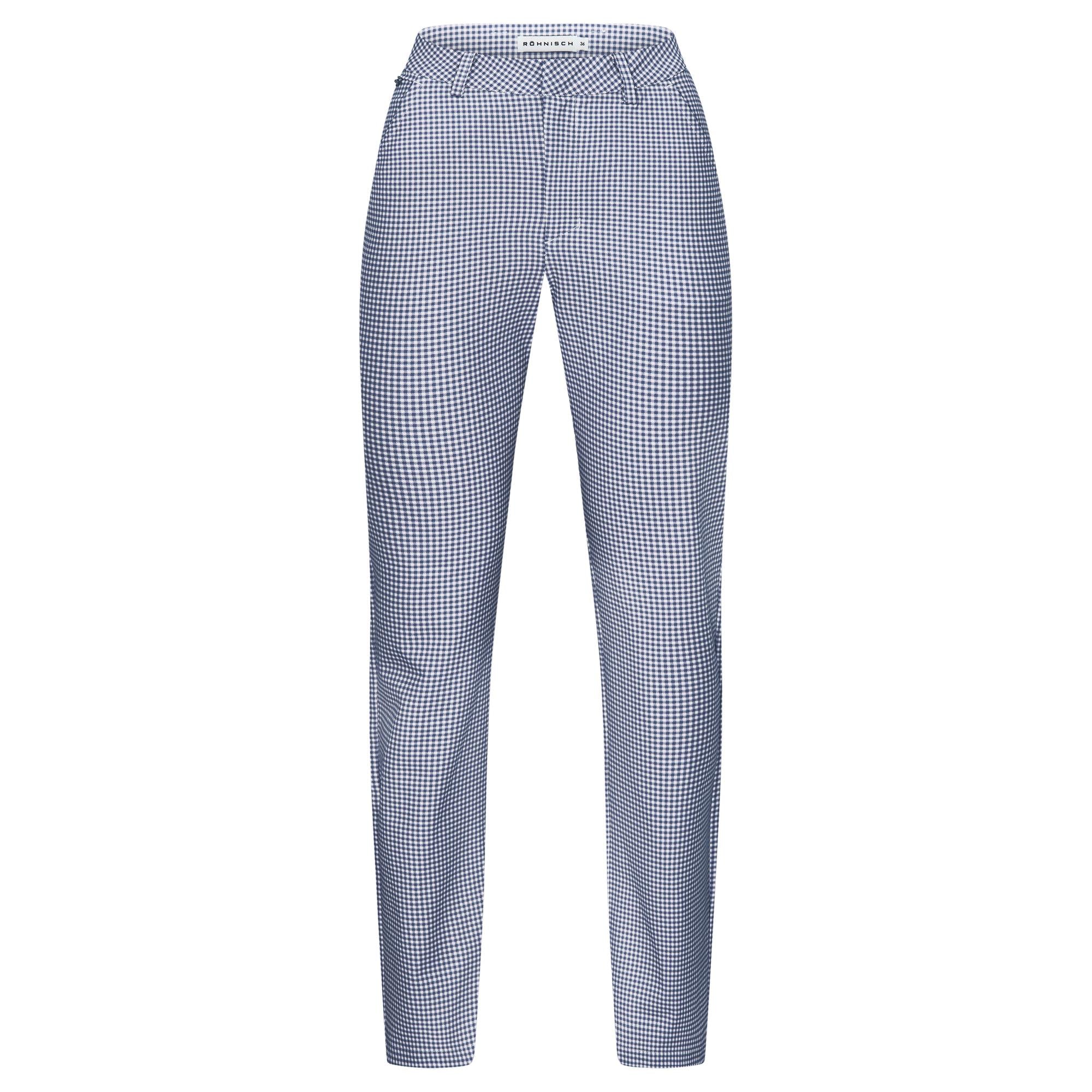 Rohnsich Fairway Brushed Ladies Winter Golf Trousers Minicheck Navy