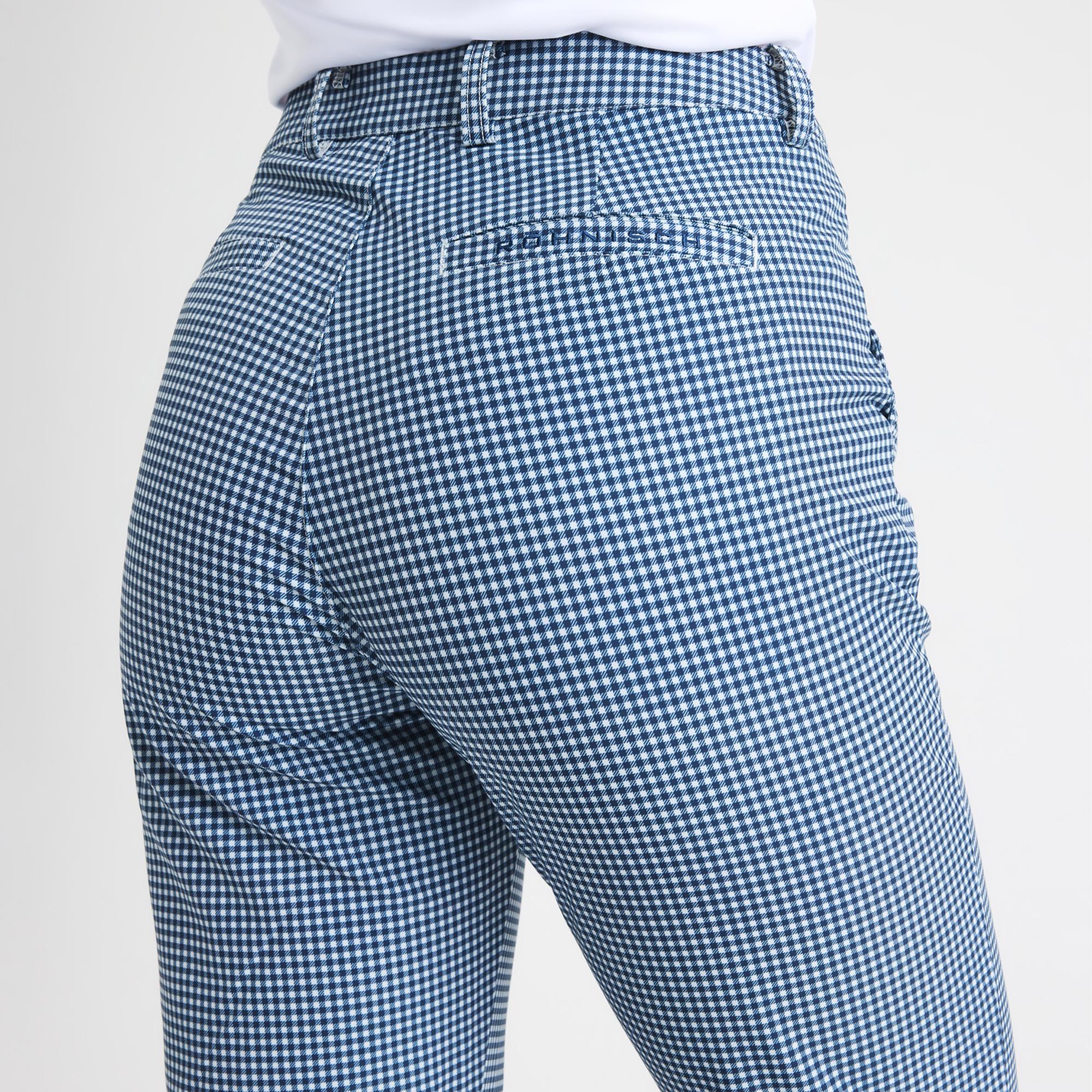 Rohnsich Fairway Brushed Ladies Winter Golf Trousers Minicheck Navy