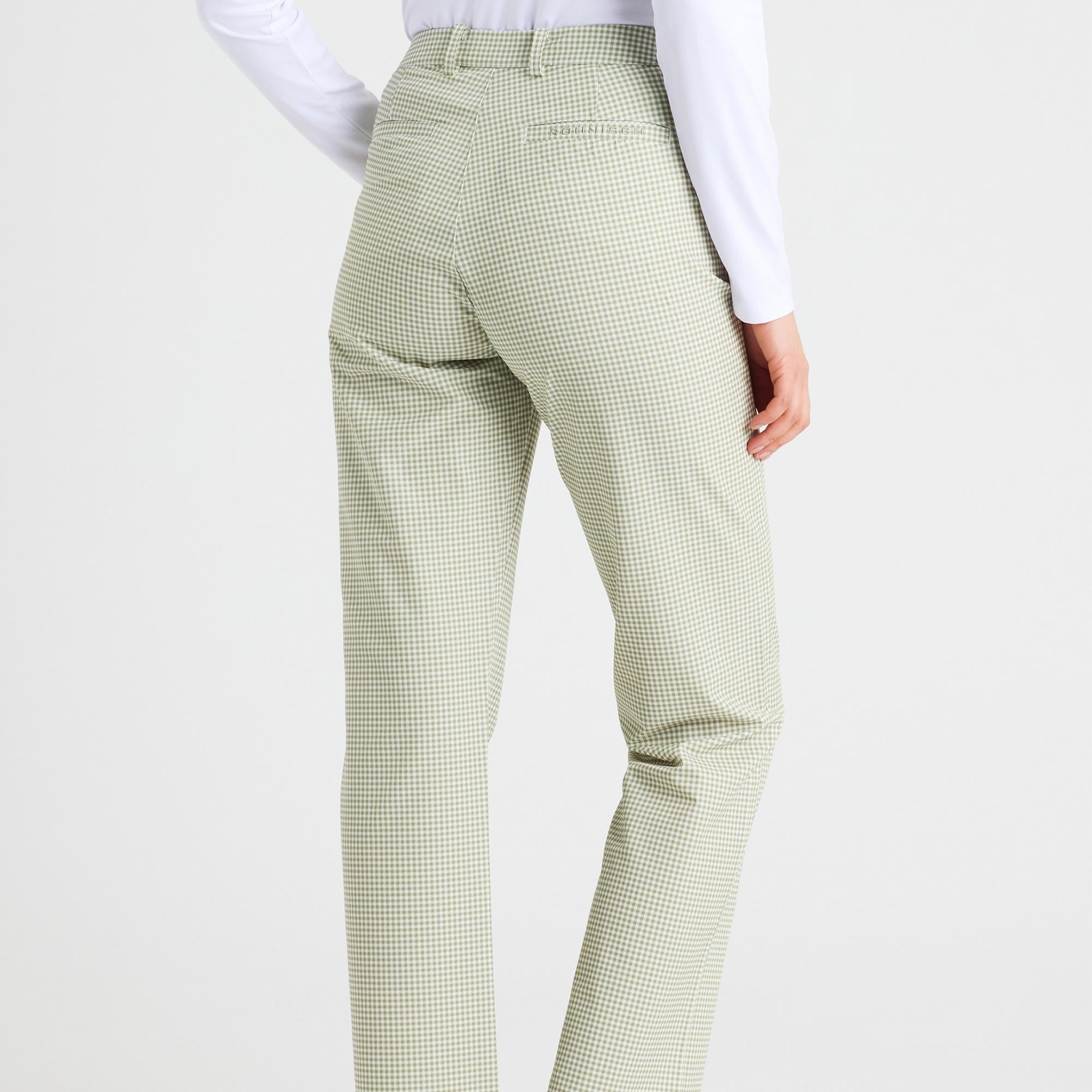 Rohnsich Fairway Brushed Ladies Winter Golf Trousers Minicheck Sage