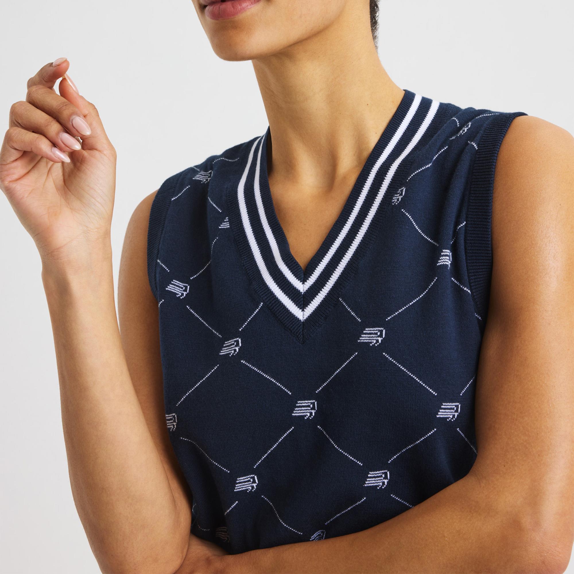 Rohnisch R Logo Ladies Golf Vest R Check Navy