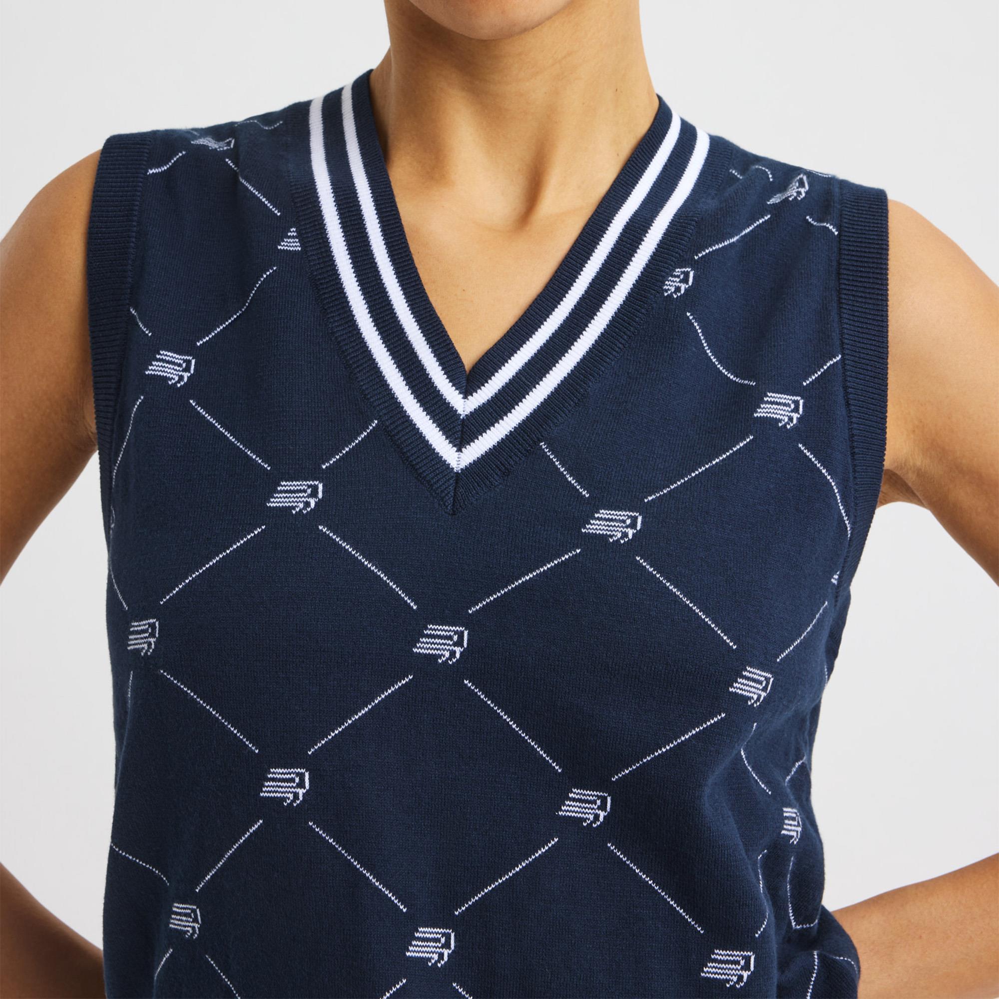 Rohnisch R Logo Ladies Golf Vest R Check Navy