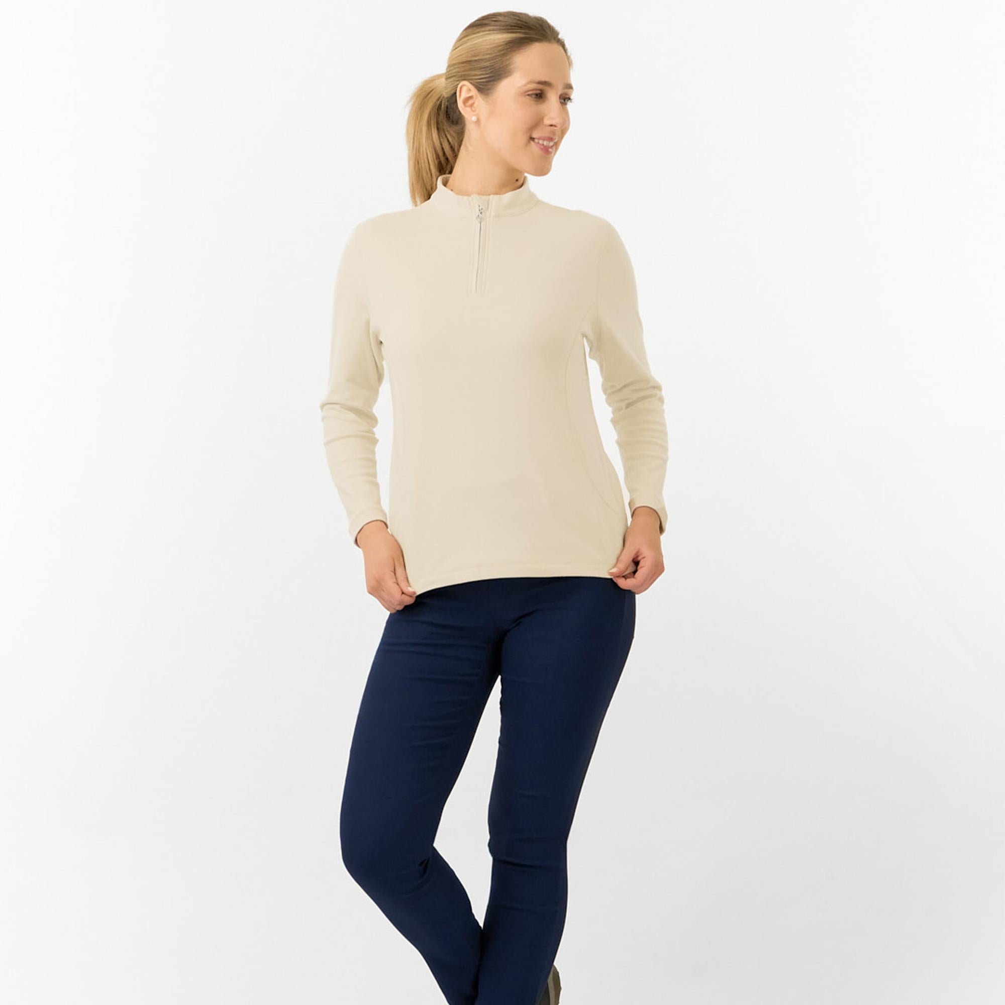 Pure Golf Iris Super Soft  Quarter Zip Ladies Golf Mid Layer Limestone