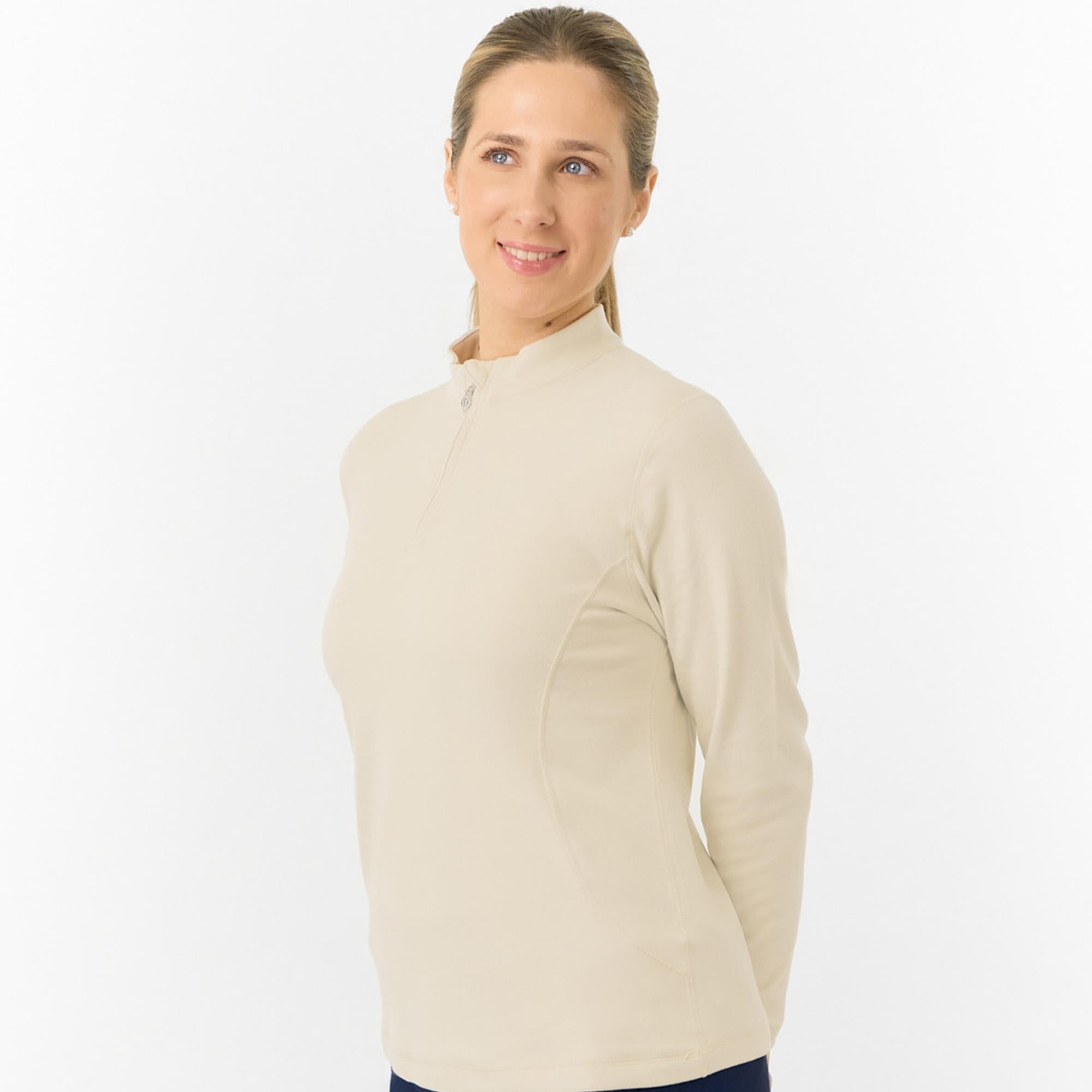 Pure Golf Iris Super Soft  Quarter Zip Ladies Golf Mid Layer Limestone