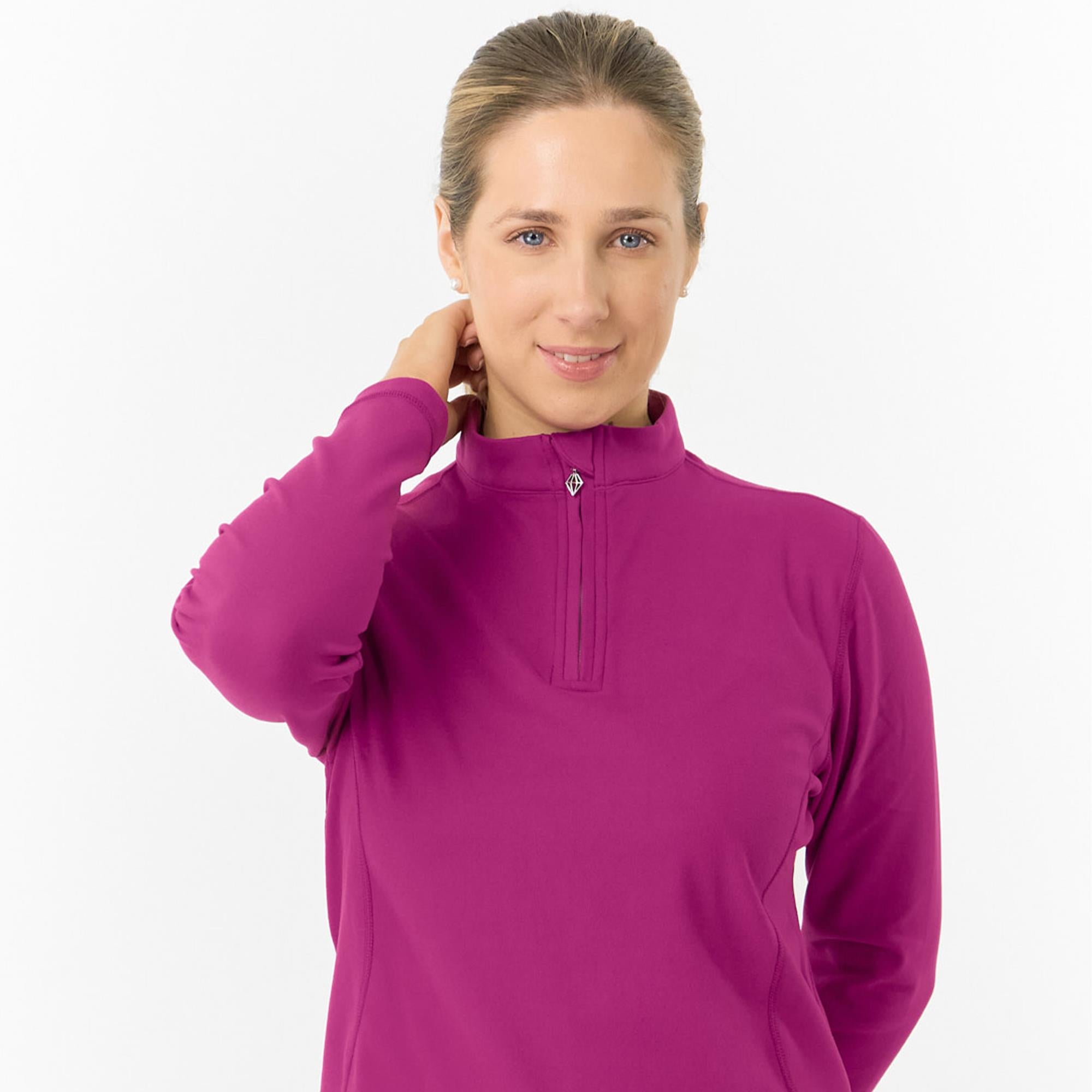 Pure Golf Iris Super Soft  Quarter Zip Ladies Golf Mid Layer Plum