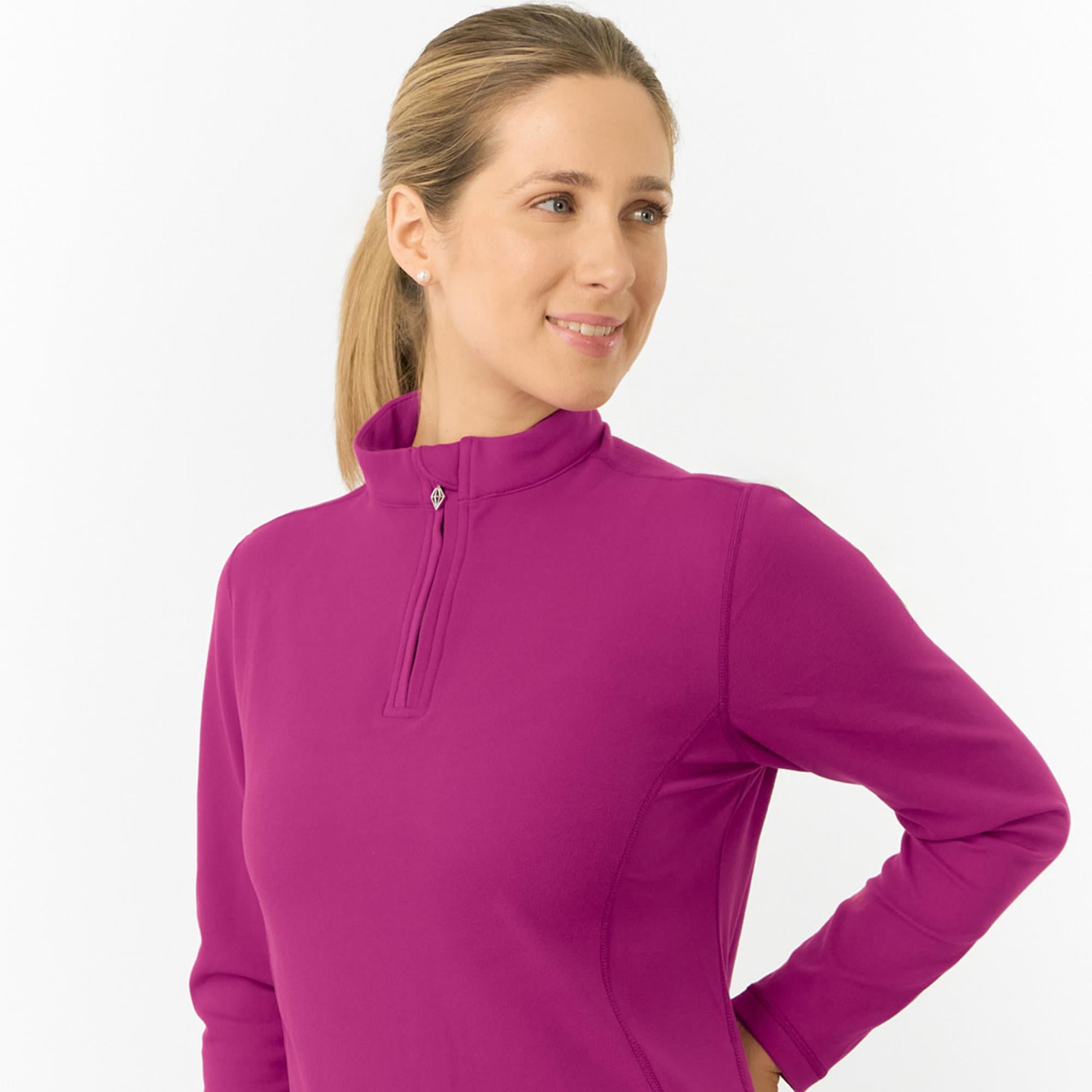 Pure Golf Iris Super Soft  Quarter Zip Ladies Golf Mid Layer Plum