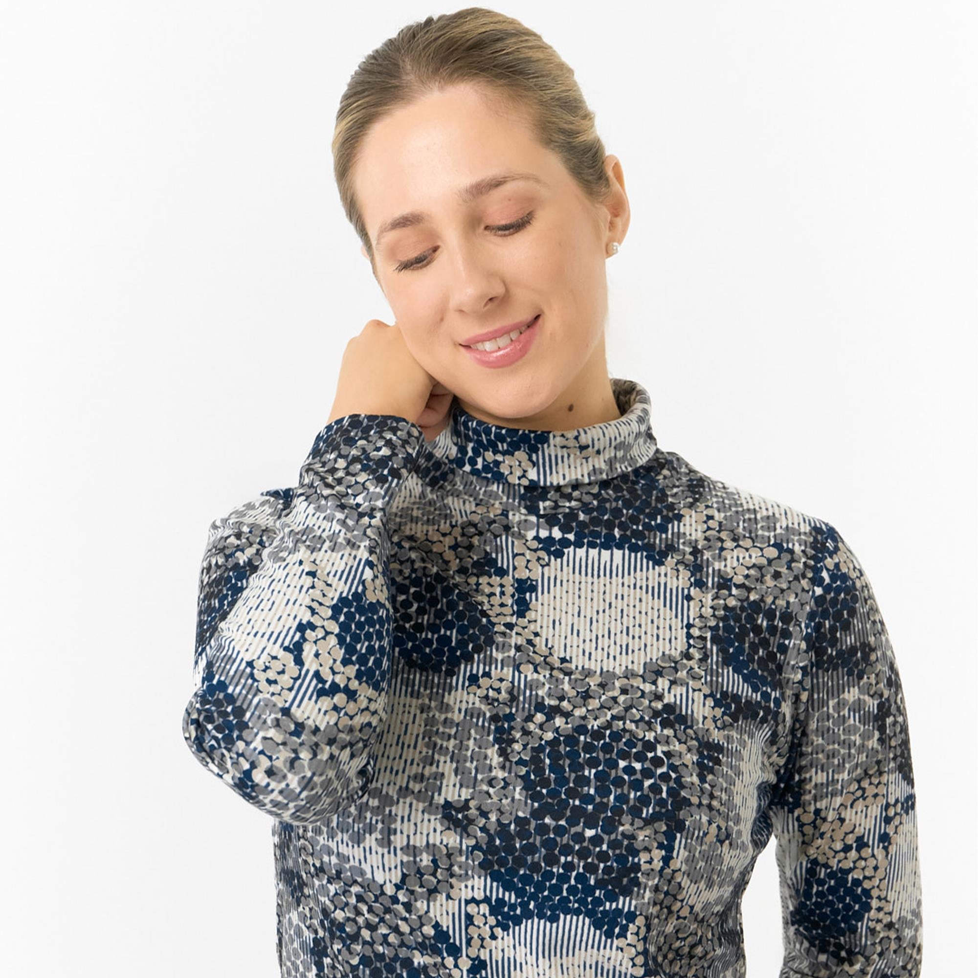 Pure Golf Amy Printed Ladies Roll Neck Base Layer Quiet Glade