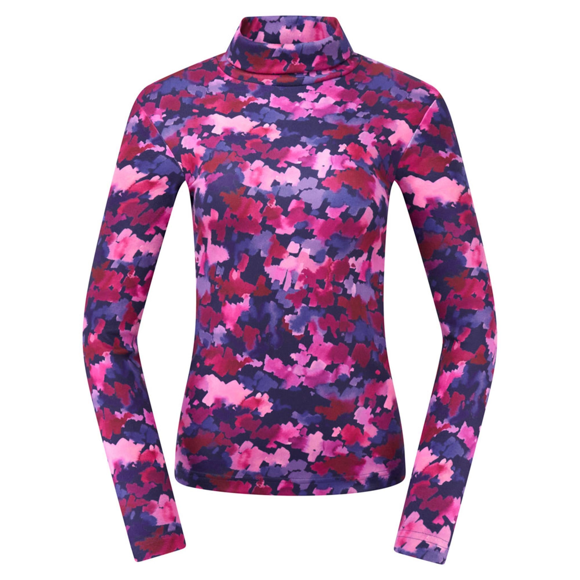 Pure Golf Amy Printed Ladies Roll Neck Base Layer Autumn Aquarelle
