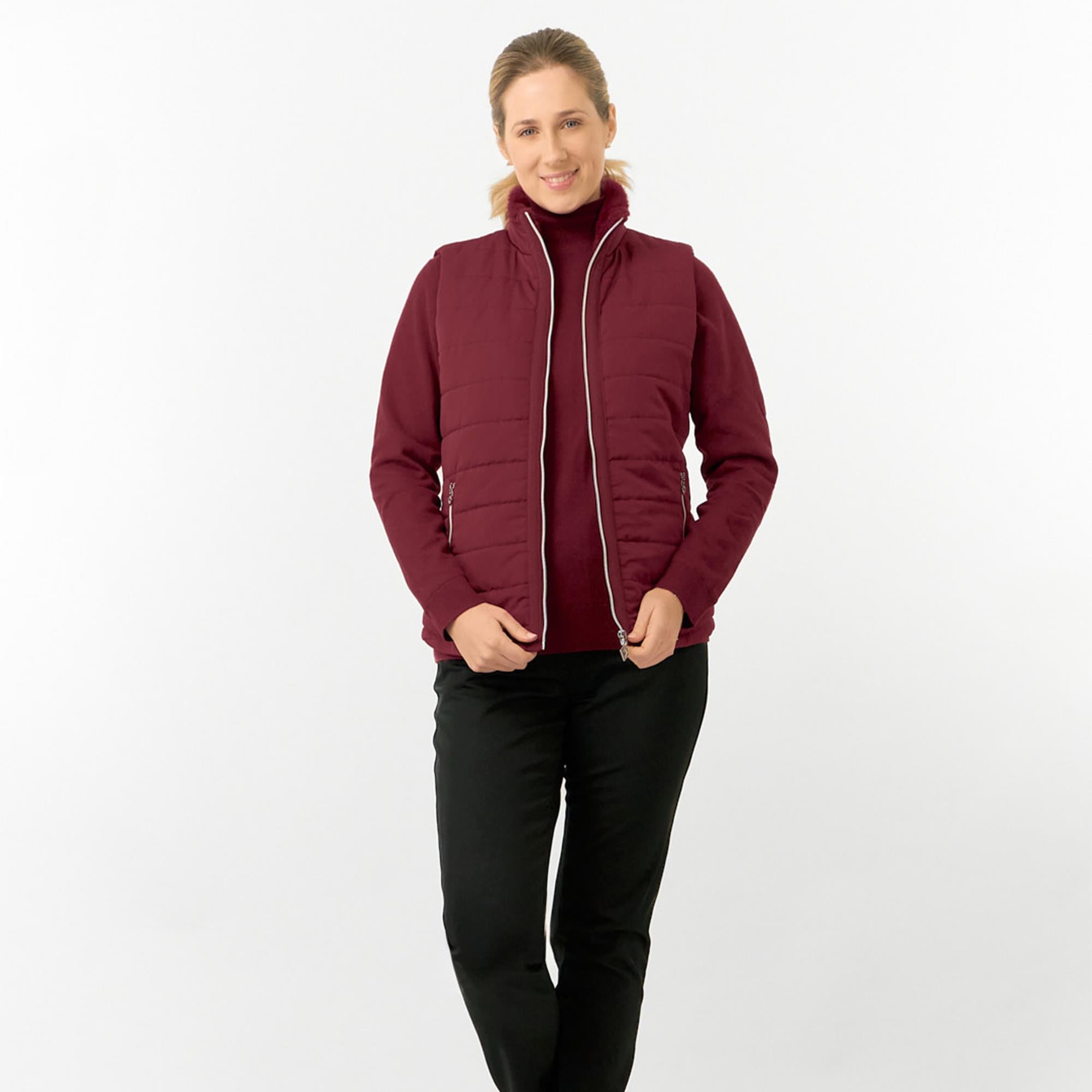 Pure Golf Hemisphere Faux Fur Ladies Golf Gilet Merlot
