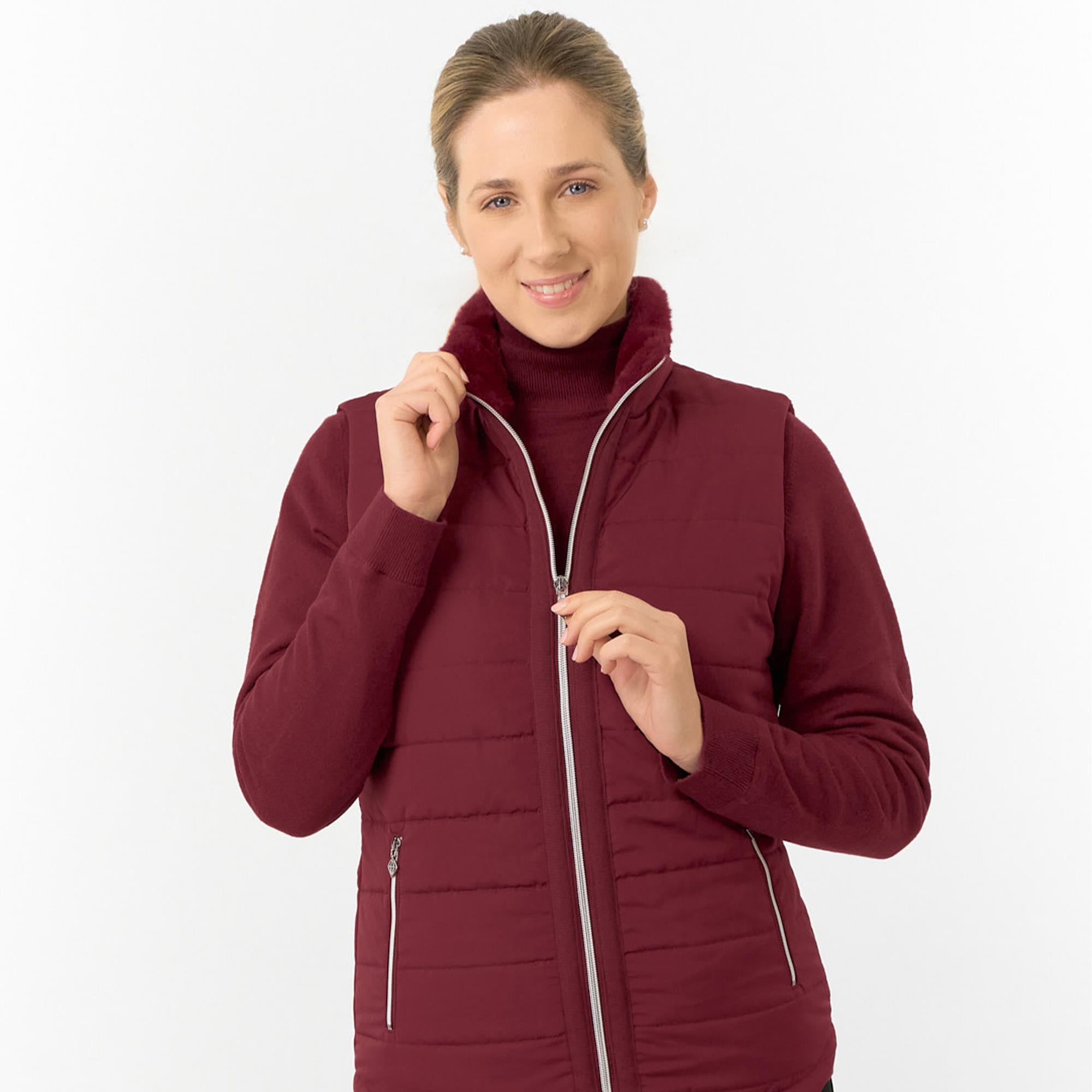 Pure Golf Hemisphere Faux Fur Ladies Golf Gilet Merlot