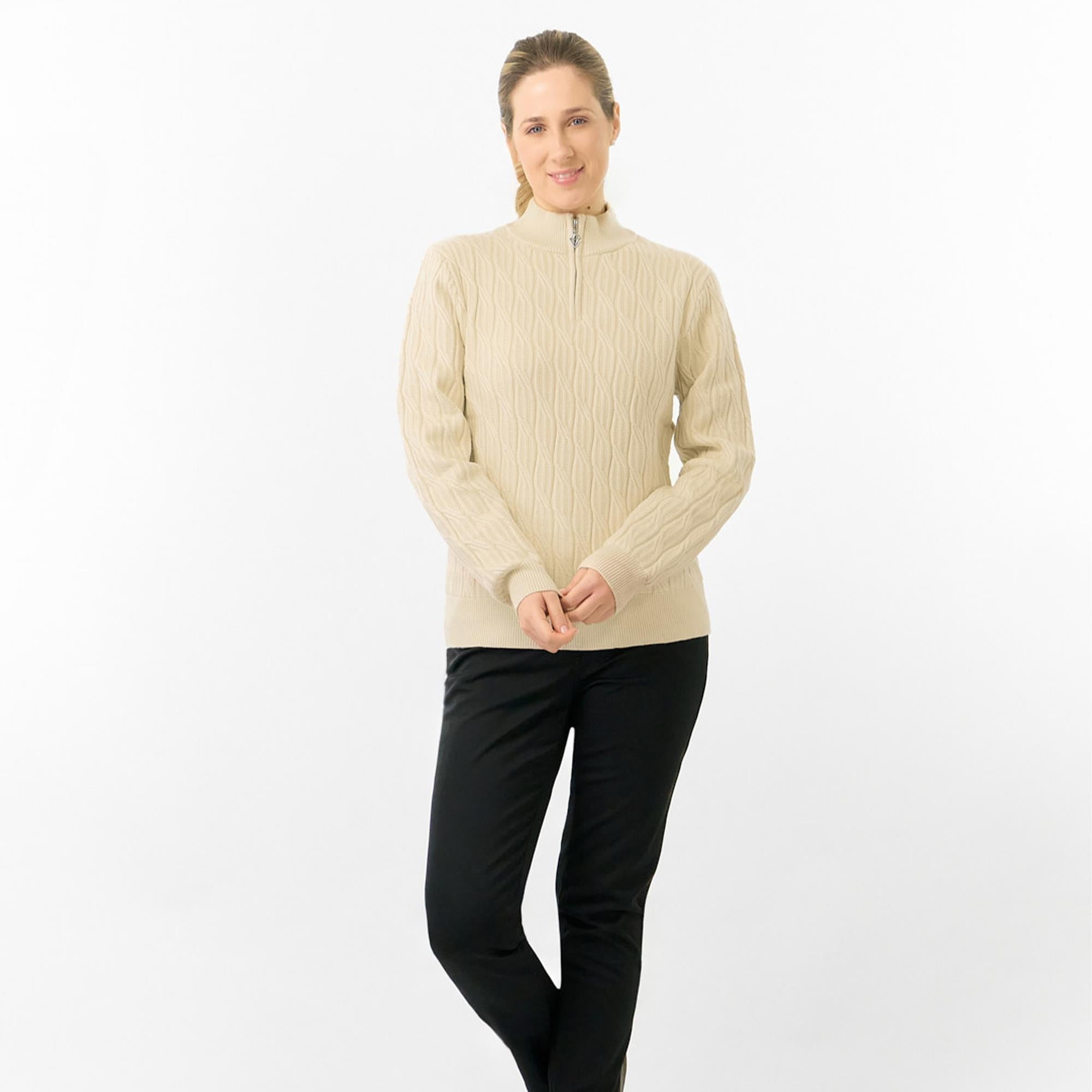 Pure Golf Sorrell Margot Knit Lined Ladies Golf Jumper Limestone