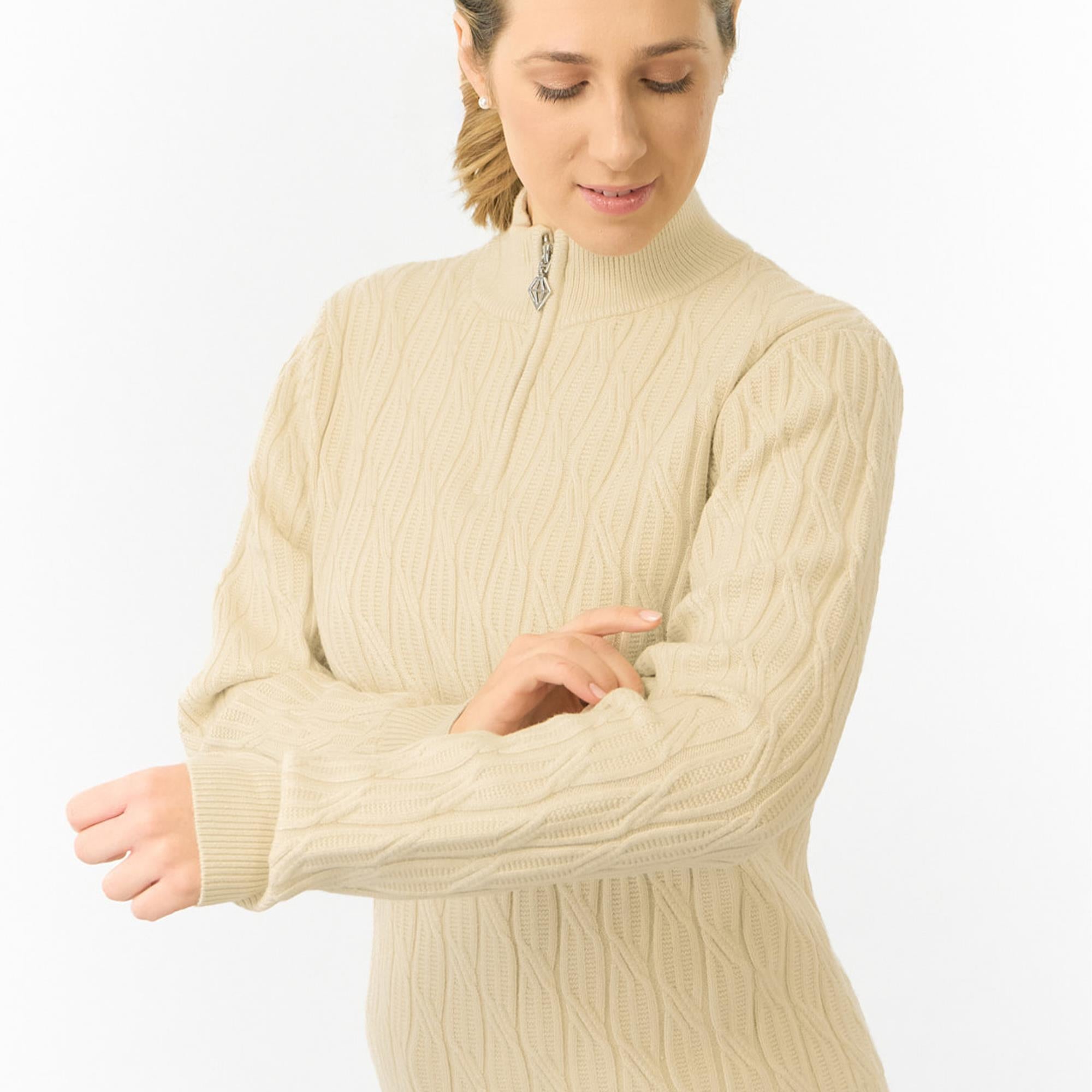 Pure Golf Sorrell Margot Knit Lined Ladies Golf Jumper Limestone