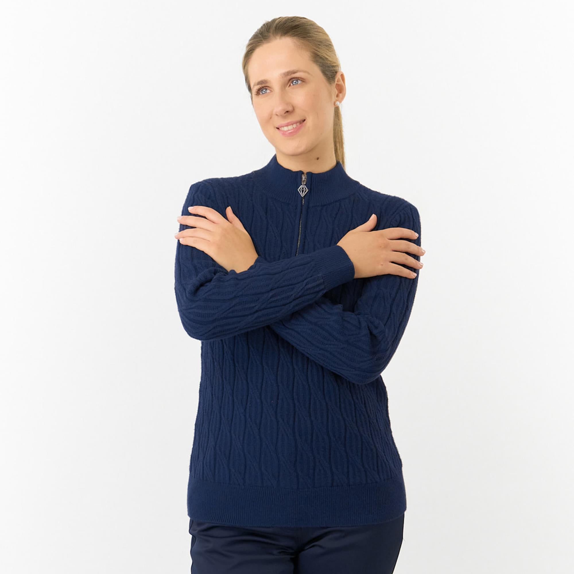 Pure Golf Sorrell Margot Knit Lined Ladies Golf Jumper Navy