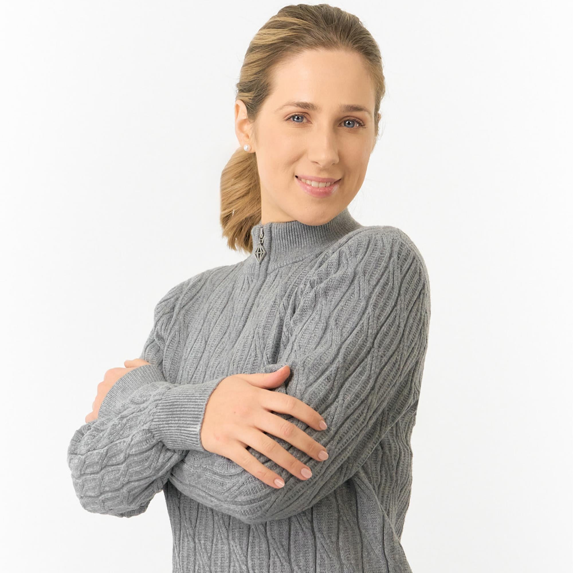 Pure Golf Sorrell Margot Knit Lined Ladies Golf Jumper Charcoal Grey