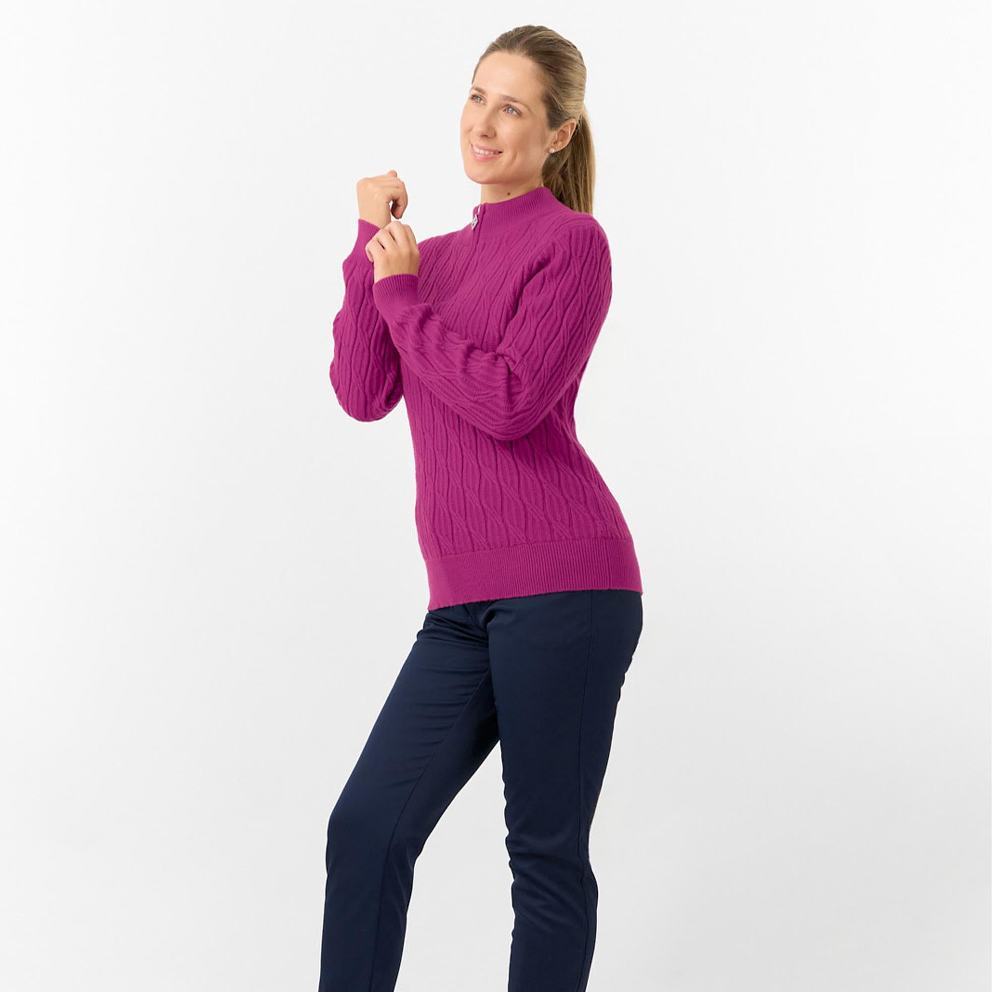 Pure Golf Sorrell Margot Knit Lined Ladies Golf Jumper Plum