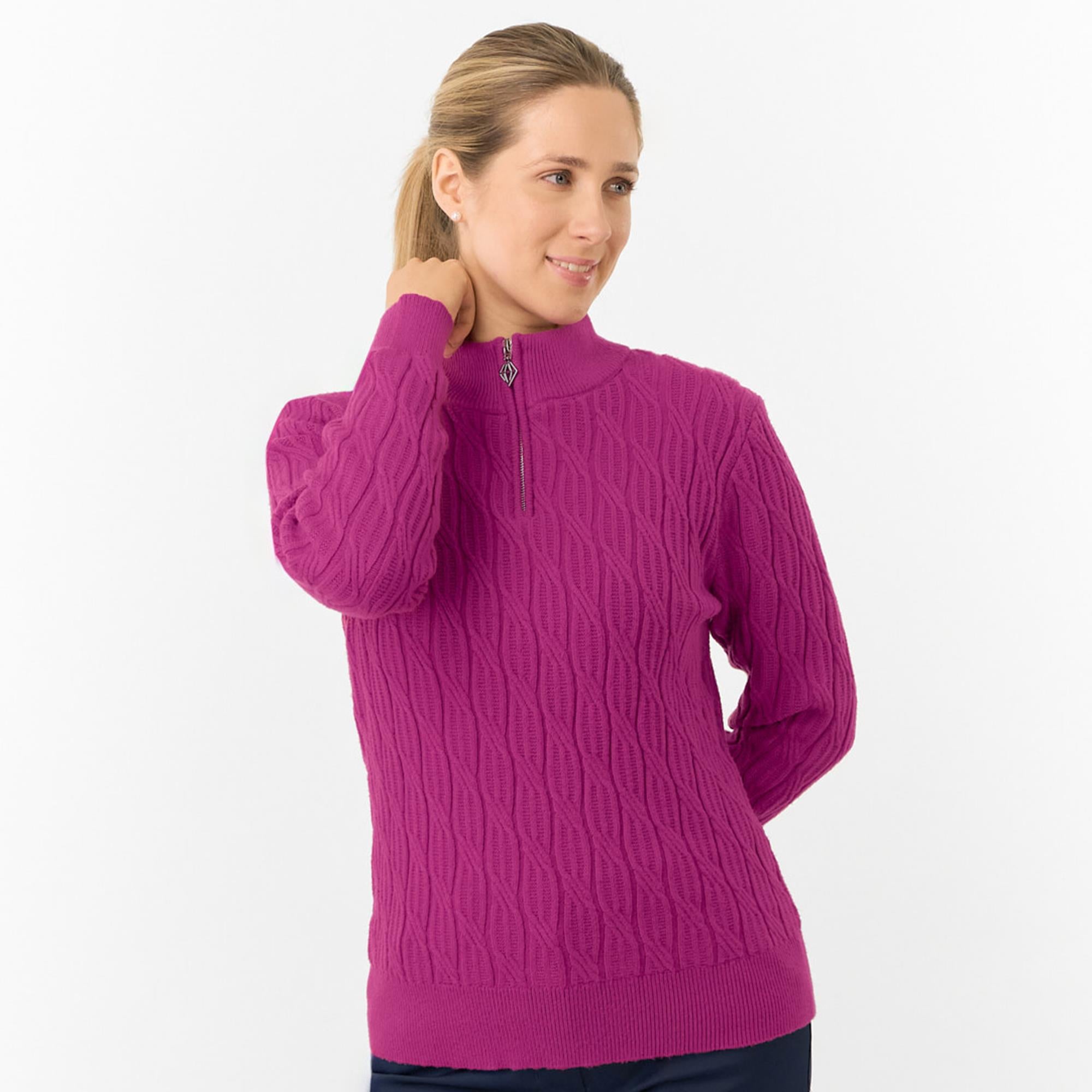 Pure Golf Sorrell Margot Knit Lined Ladies Golf Jumper Plum