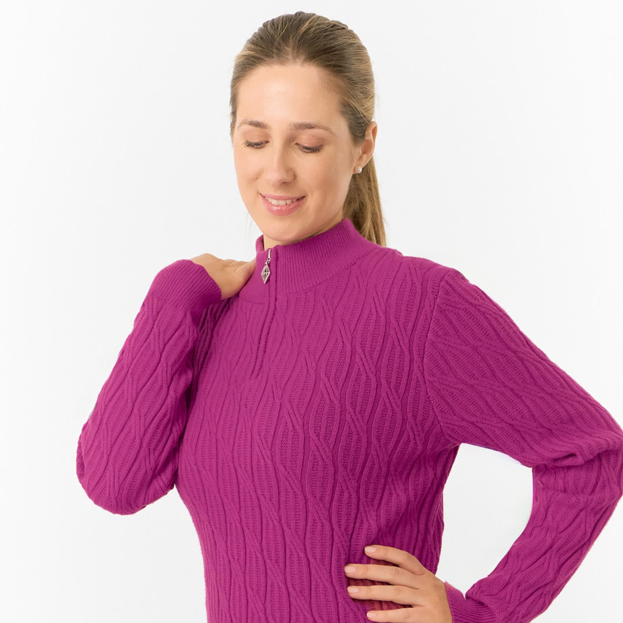 Pure Golf Sorrell Margot Knit Lined Ladies Golf Jumper Plum