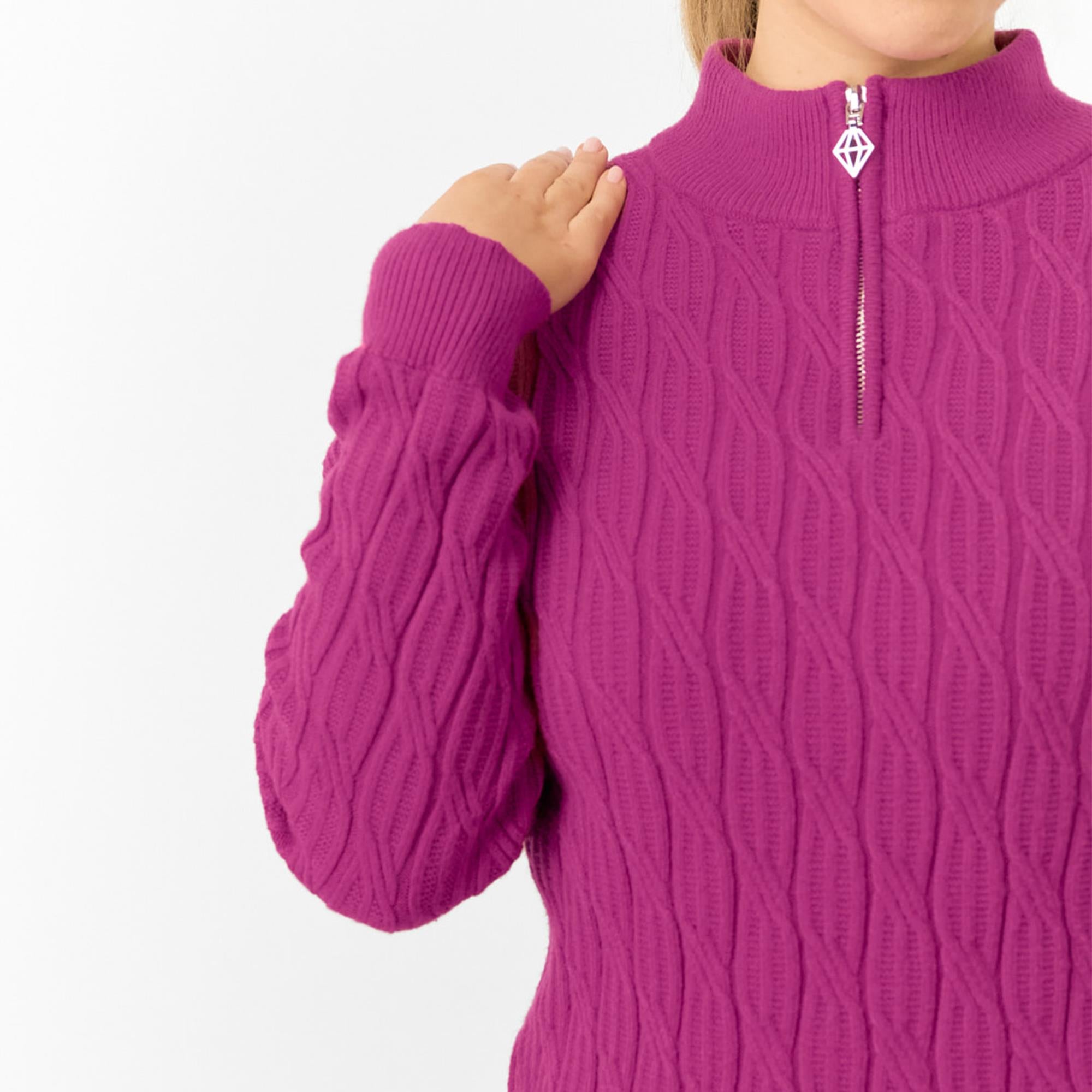 Pure Golf Sorrell Margot Knit Lined Ladies Golf Jumper Plum