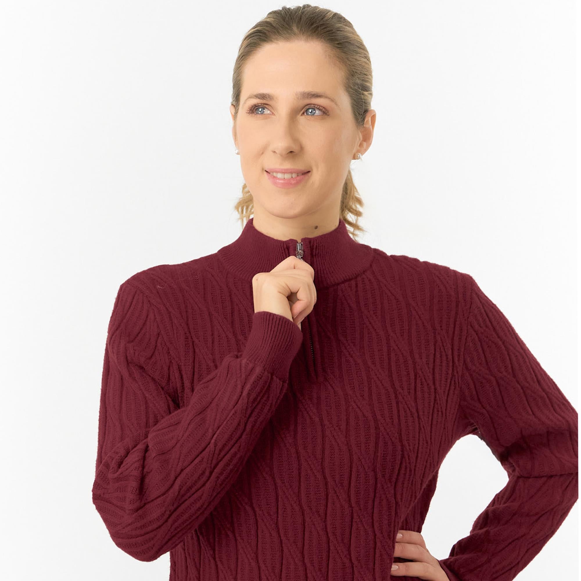 Pure Golf Sorrell Margot Knit Lined Ladies Golf Jumper Merlot