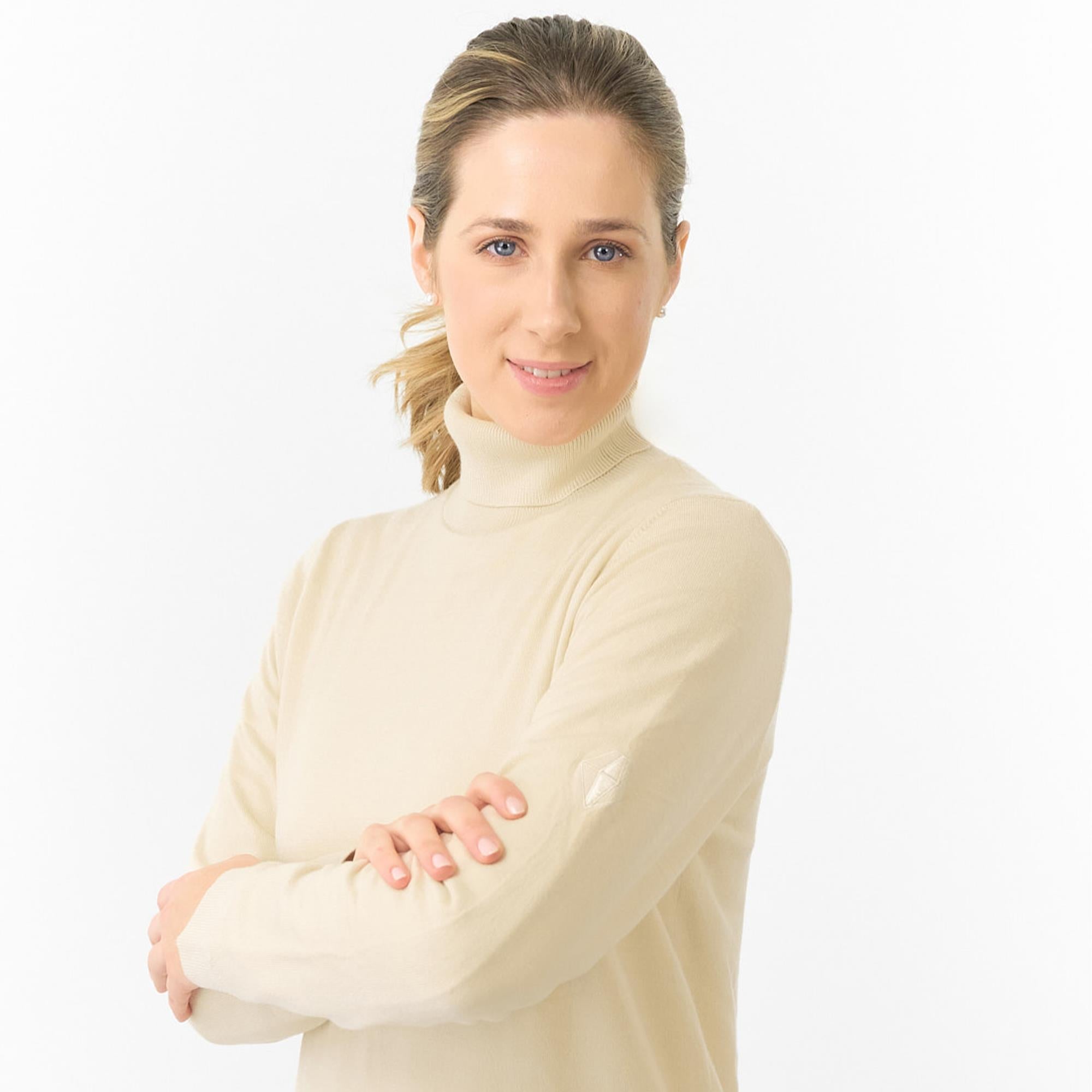 Pure Golf Sarah Super Soft Roll Neck Faux Fur Lining Ladies Pullover Limestone