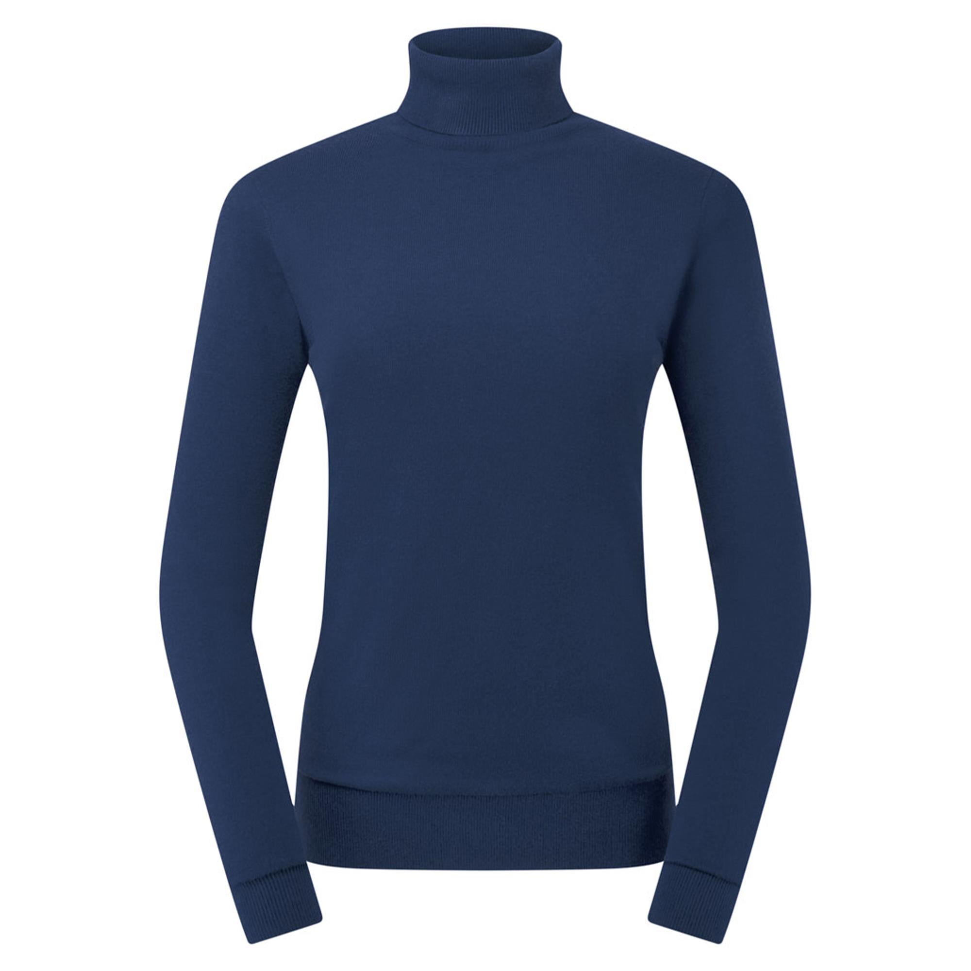 Pure Golf Sarah Super Soft Roll Neck Faux Fur Lining Ladies Pullover Navy