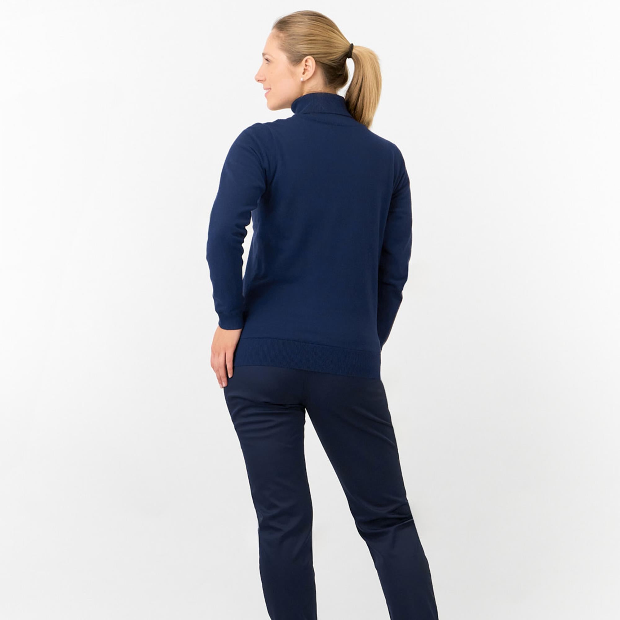 Pure Golf Sarah Super Soft Roll Neck Faux Fur Lining Ladies Pullover Navy