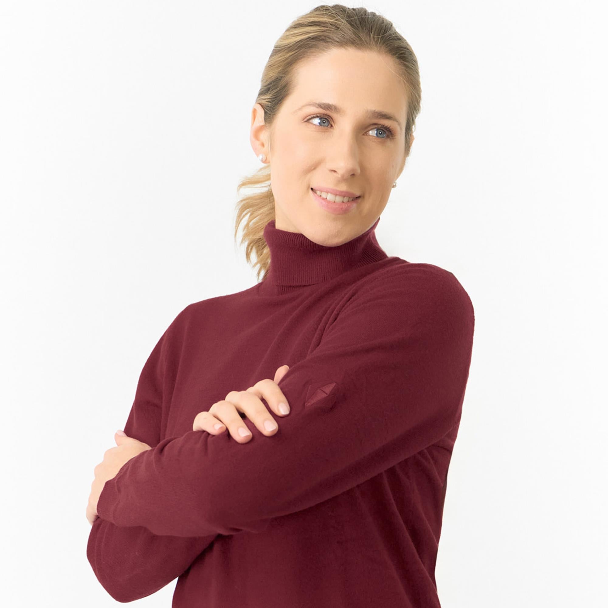 Pure Golf Sarah Super Soft Roll Neck Faux Fur Lining Ladies Pullover Merlot