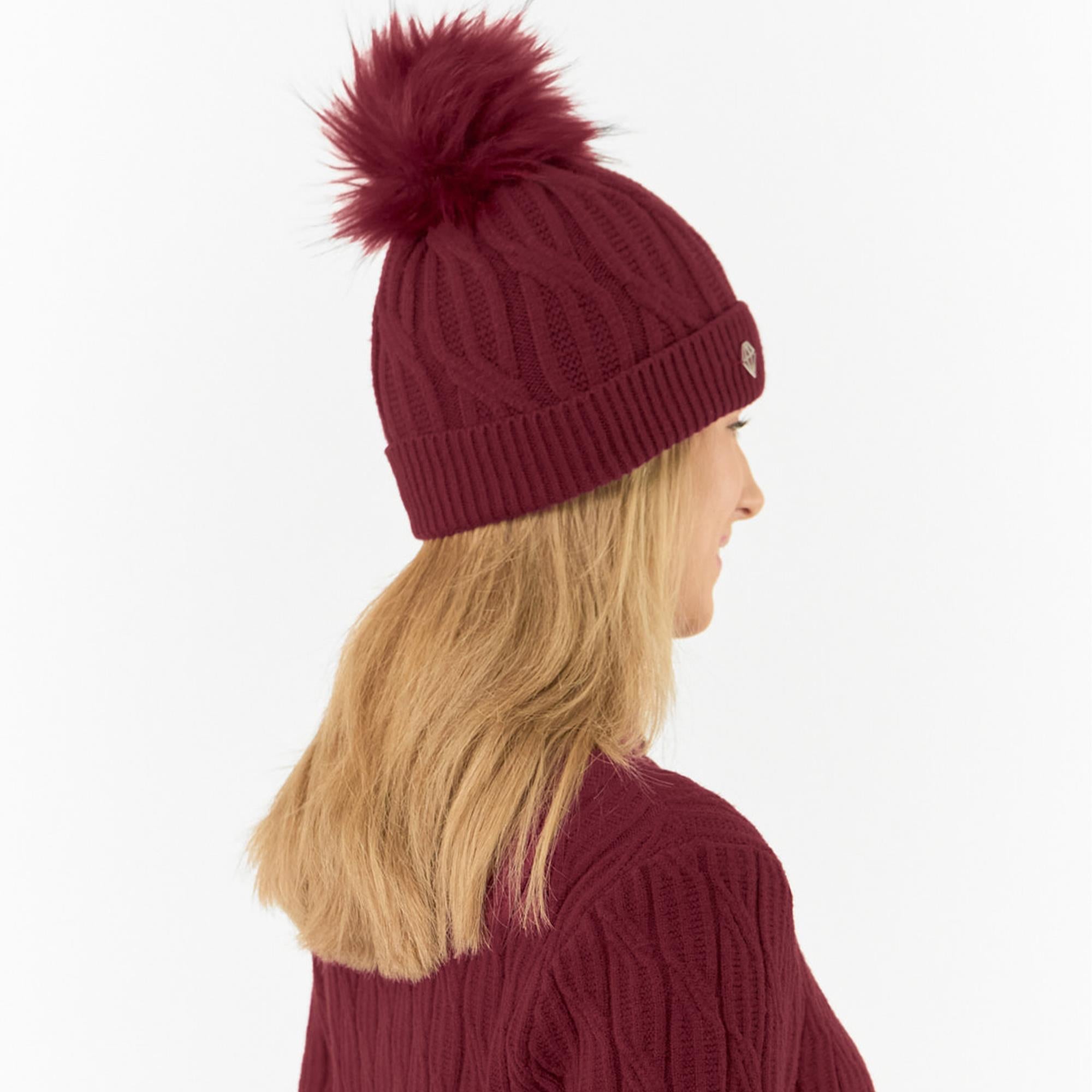 Pure Golf Suzie Margot Knit Waterproof Ladies Bobble Hat Merlot