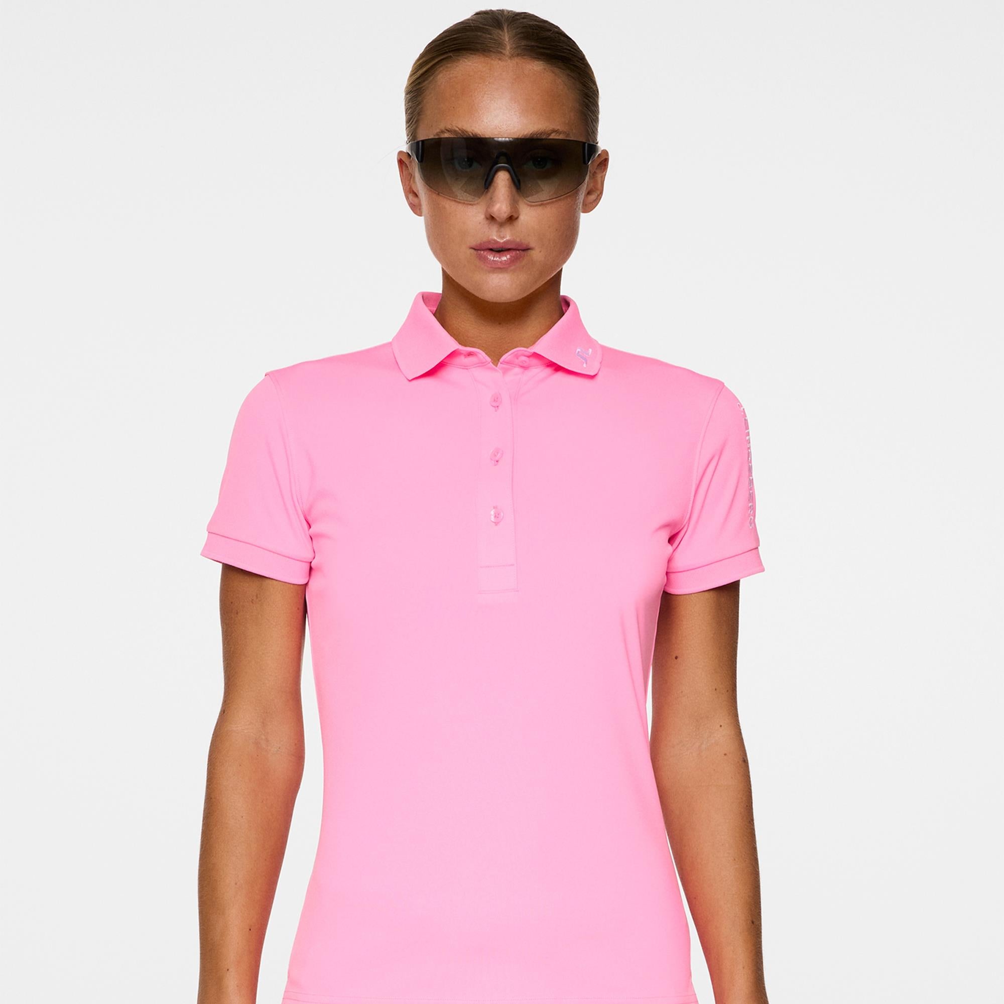 J Lindeberg Tour Tech Ladies Golf Polo Shirt Eosine Pink