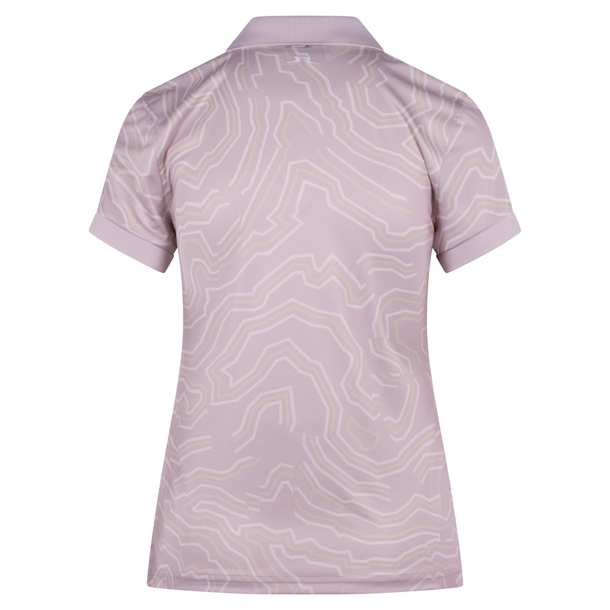 J Lindeberg Tour Tech Print Ladies Golf Polo Shirt Topo Grey Lilac L