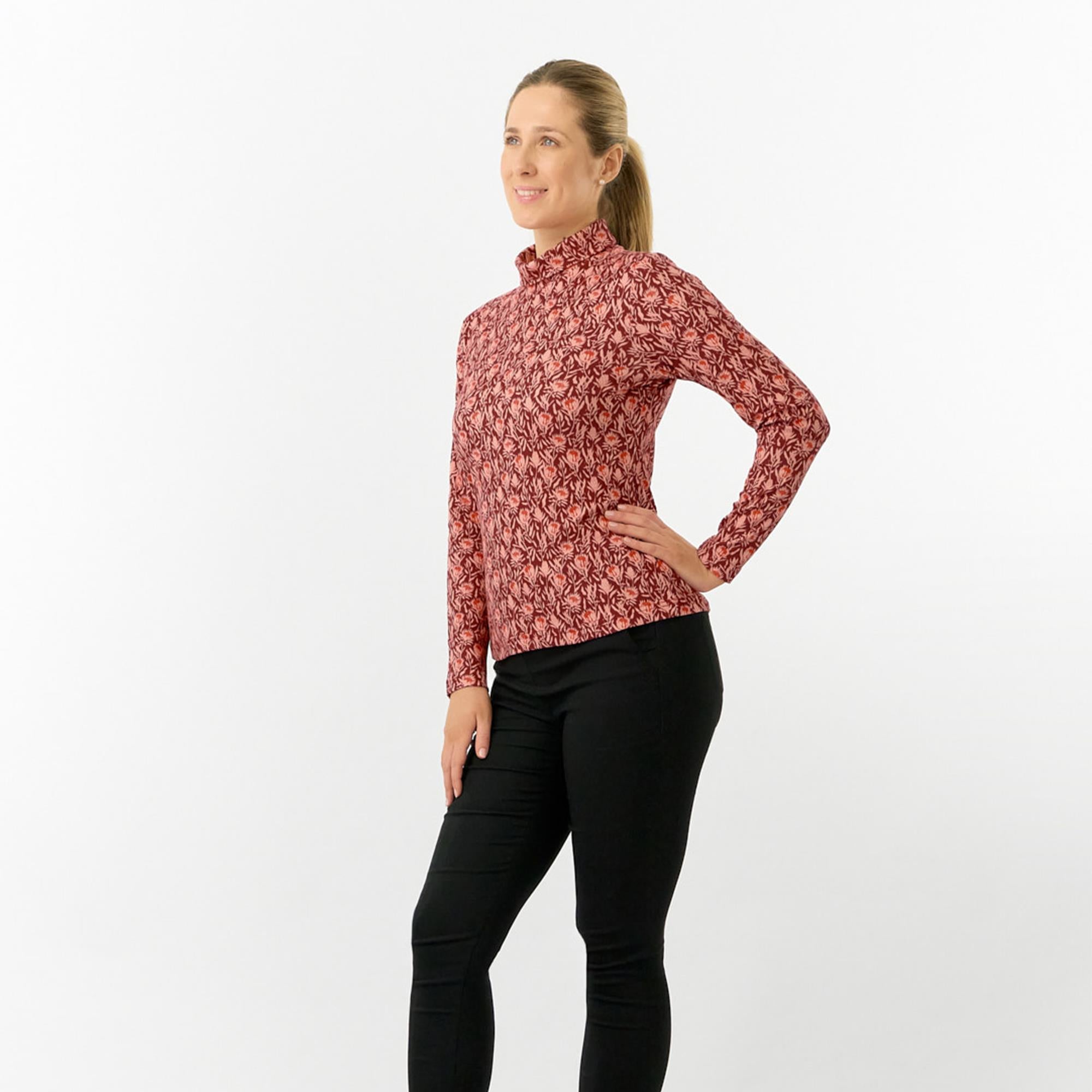 Pure Golf Amy Printed Ladies Roll Neck Base Layer Perennial Fields