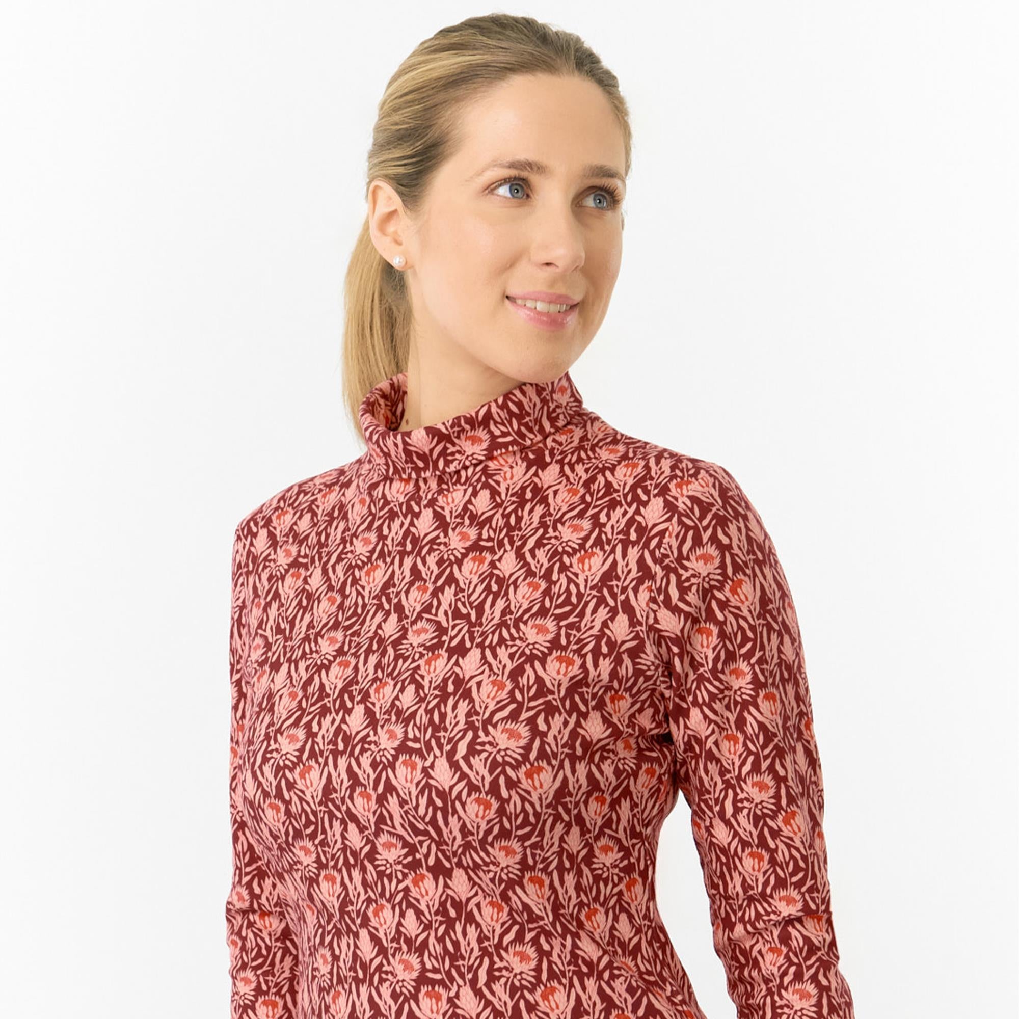 Pure Golf Amy Printed Ladies Roll Neck Base Layer Perennial Fields