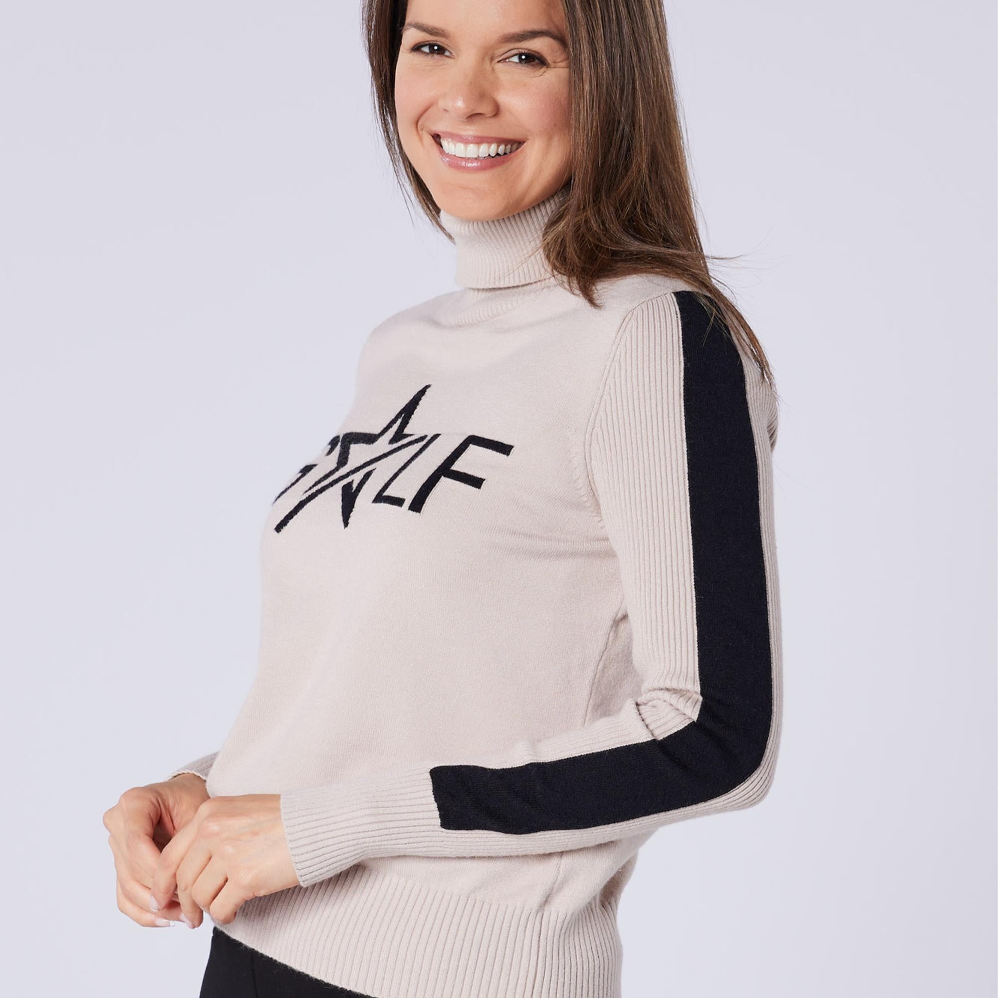 Swing Out Sister Sabrina Ladies Knit Golf Sweater Gilded Beige