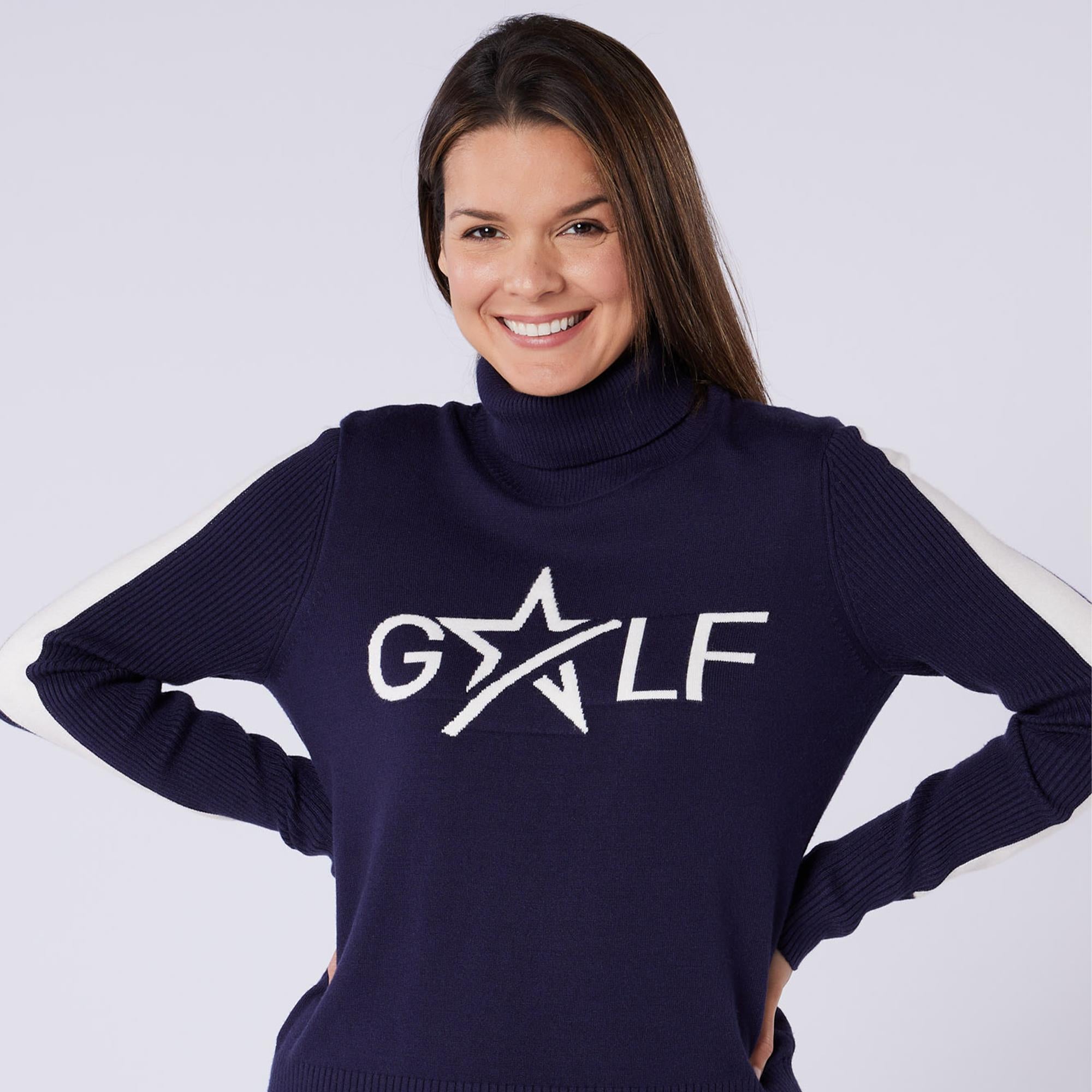 Swing Out Sister Sabrina Ladies Knit Golf Sweater Twilight Blue