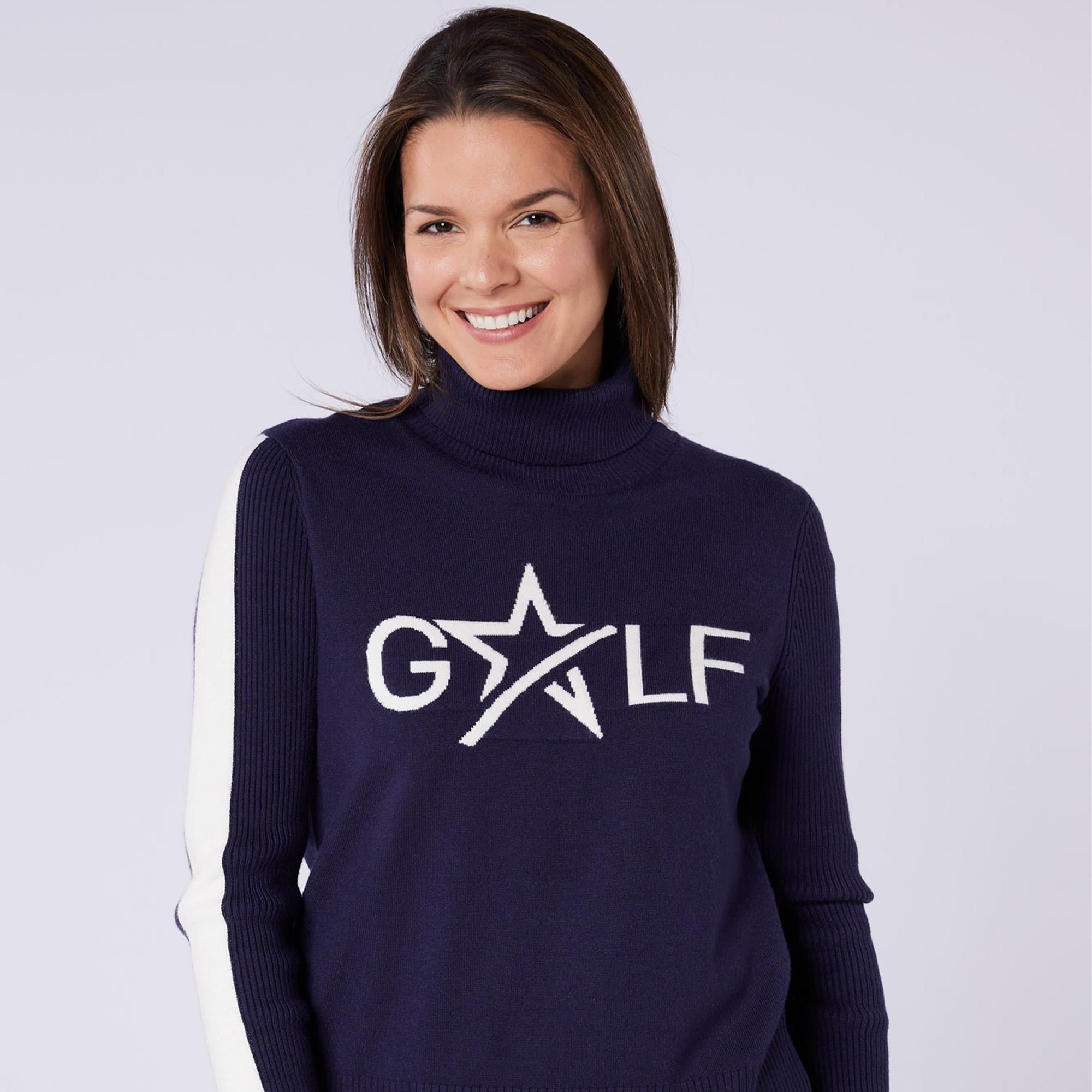 Swing Out Sister Sabrina Ladies Knit Golf Sweater Twilight Blue