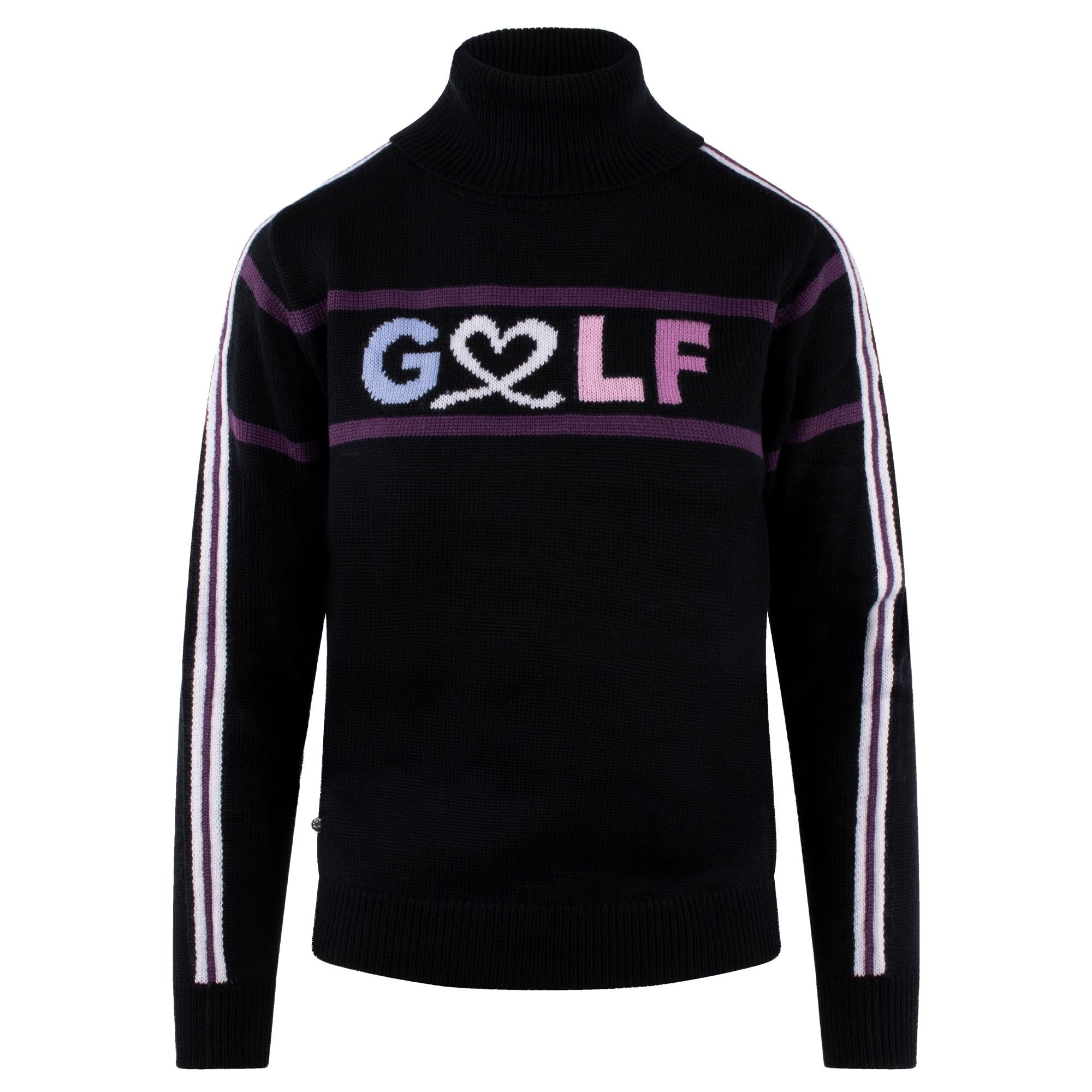 Daily Sports Logo Knitted Ladies Golf Roll Neck Black