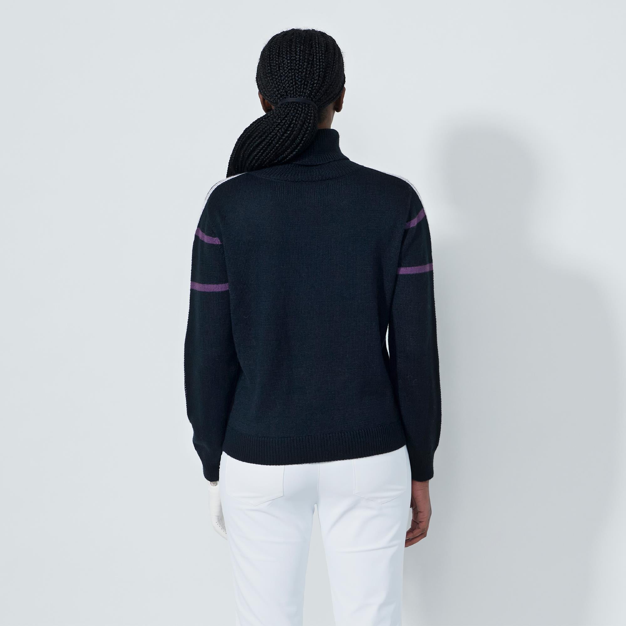 Daily Sports Logo Knitted Ladies Golf Roll Neck Black