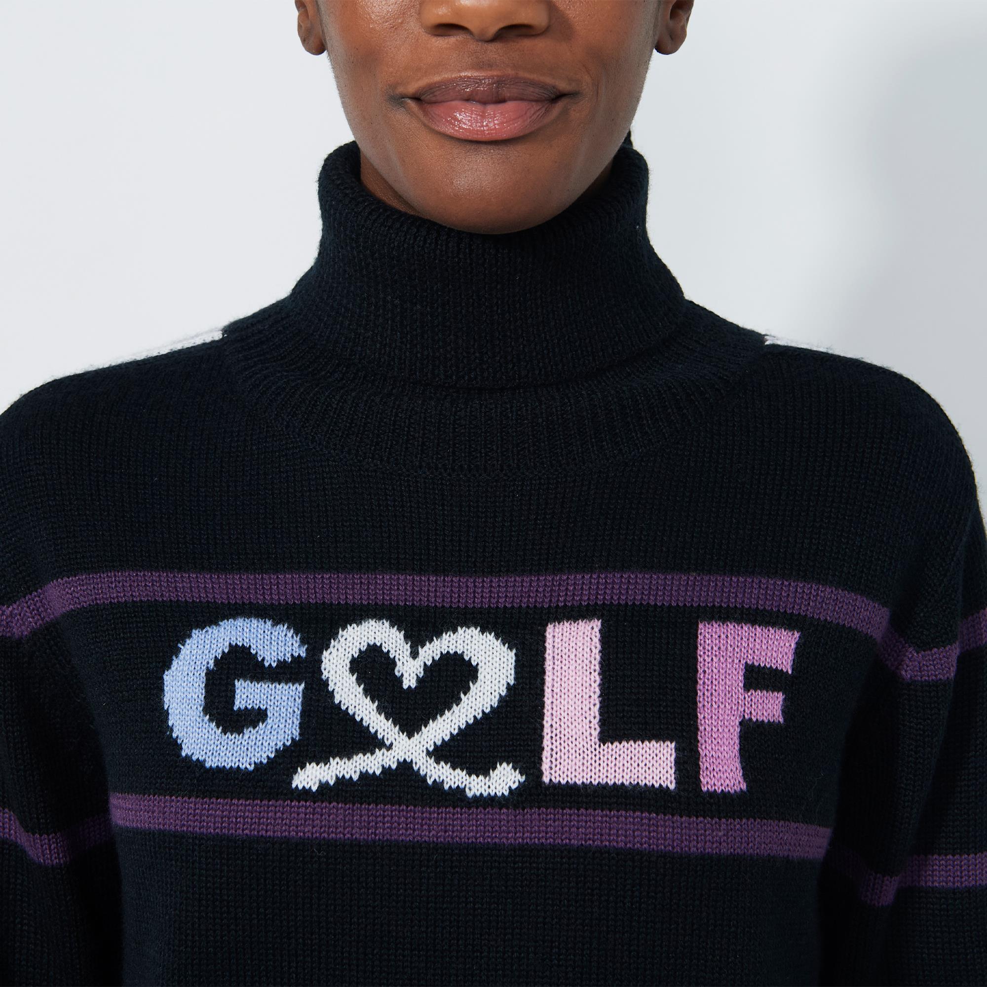 Daily Sports Logo Knitted Ladies Golf Roll Neck Black