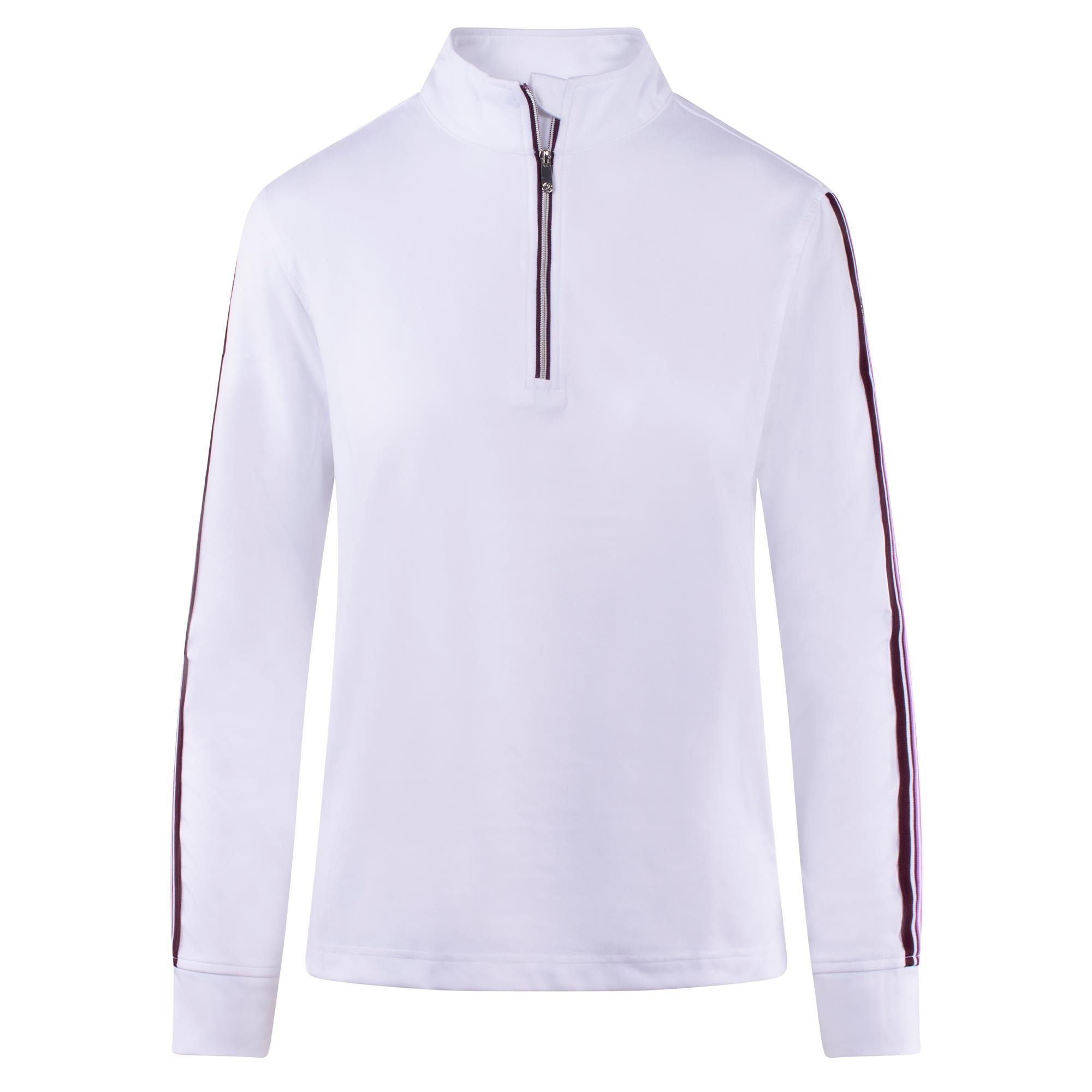 Daily Sports Peach Ladies Long Sleeve Polo Shirt White