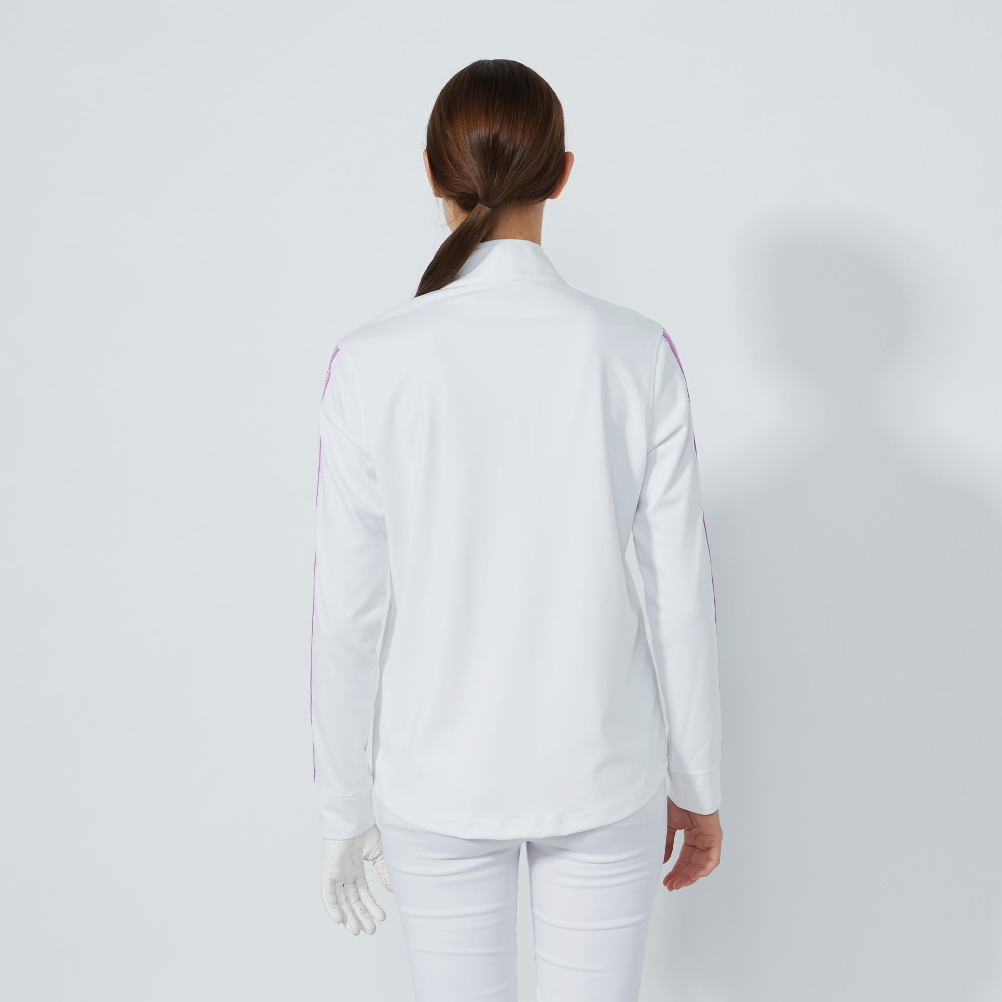 Daily Sports Peach Ladies Long Sleeve Polo Shirt White