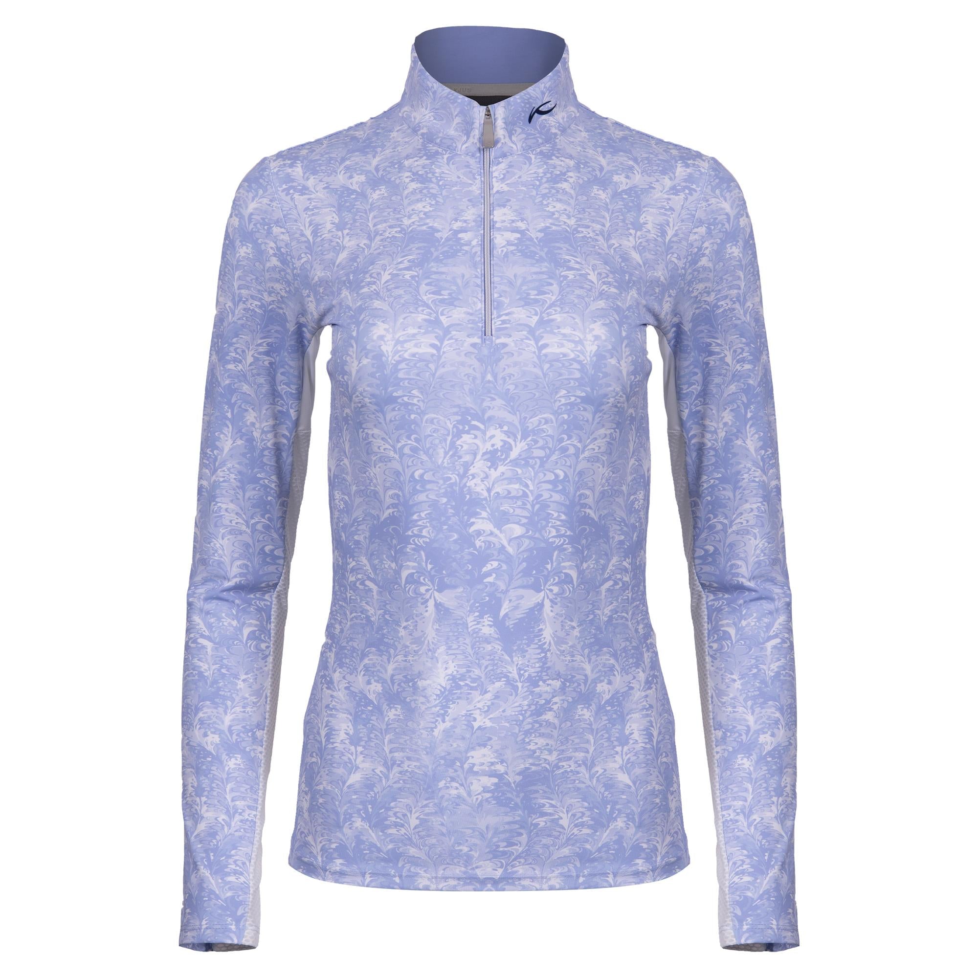 KJUS Sunshine Printed Half Zip Ladies Golf Mid Layer Reflection/White