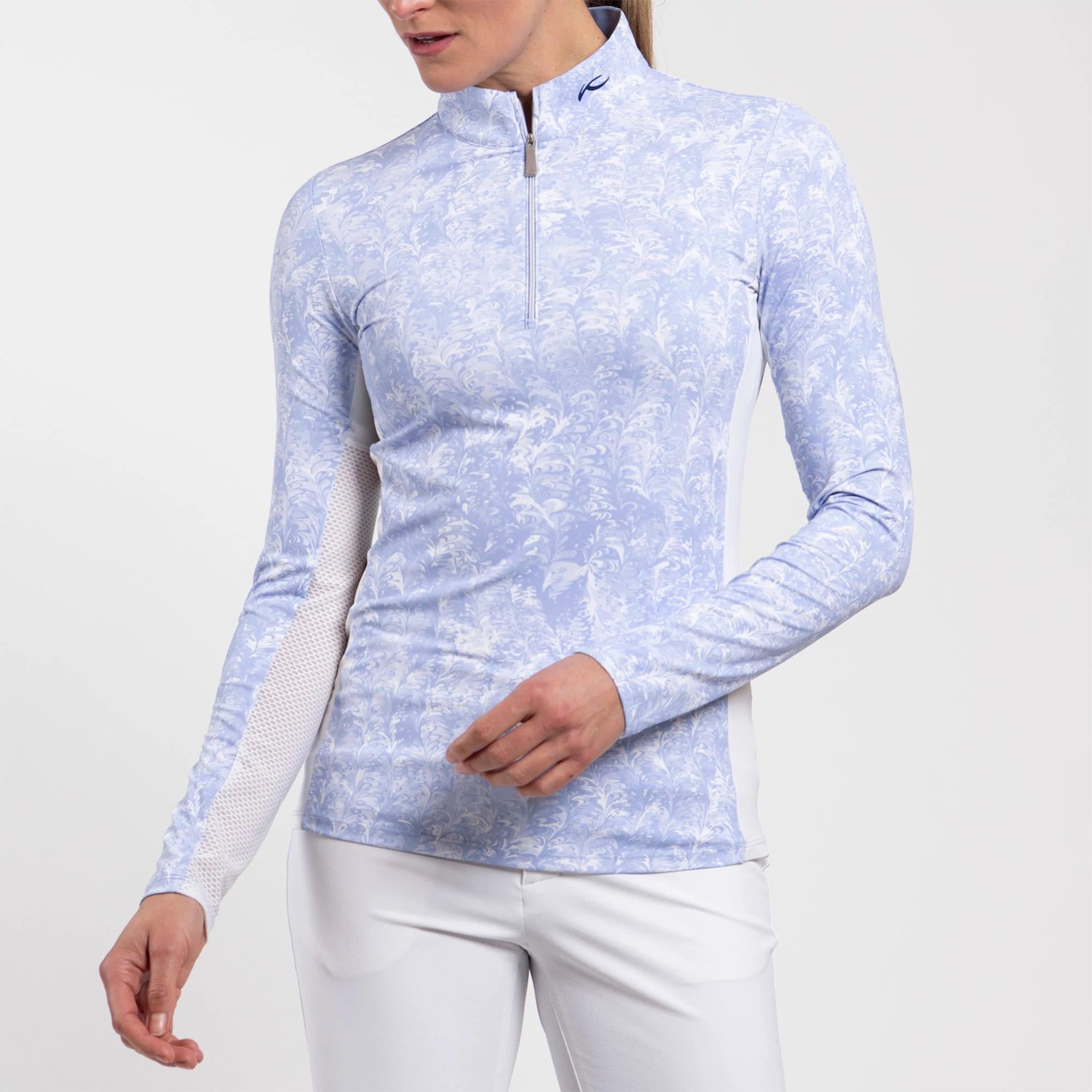 KJUS Sunshine Printed Half Zip Ladies Golf Mid Layer Reflection/White