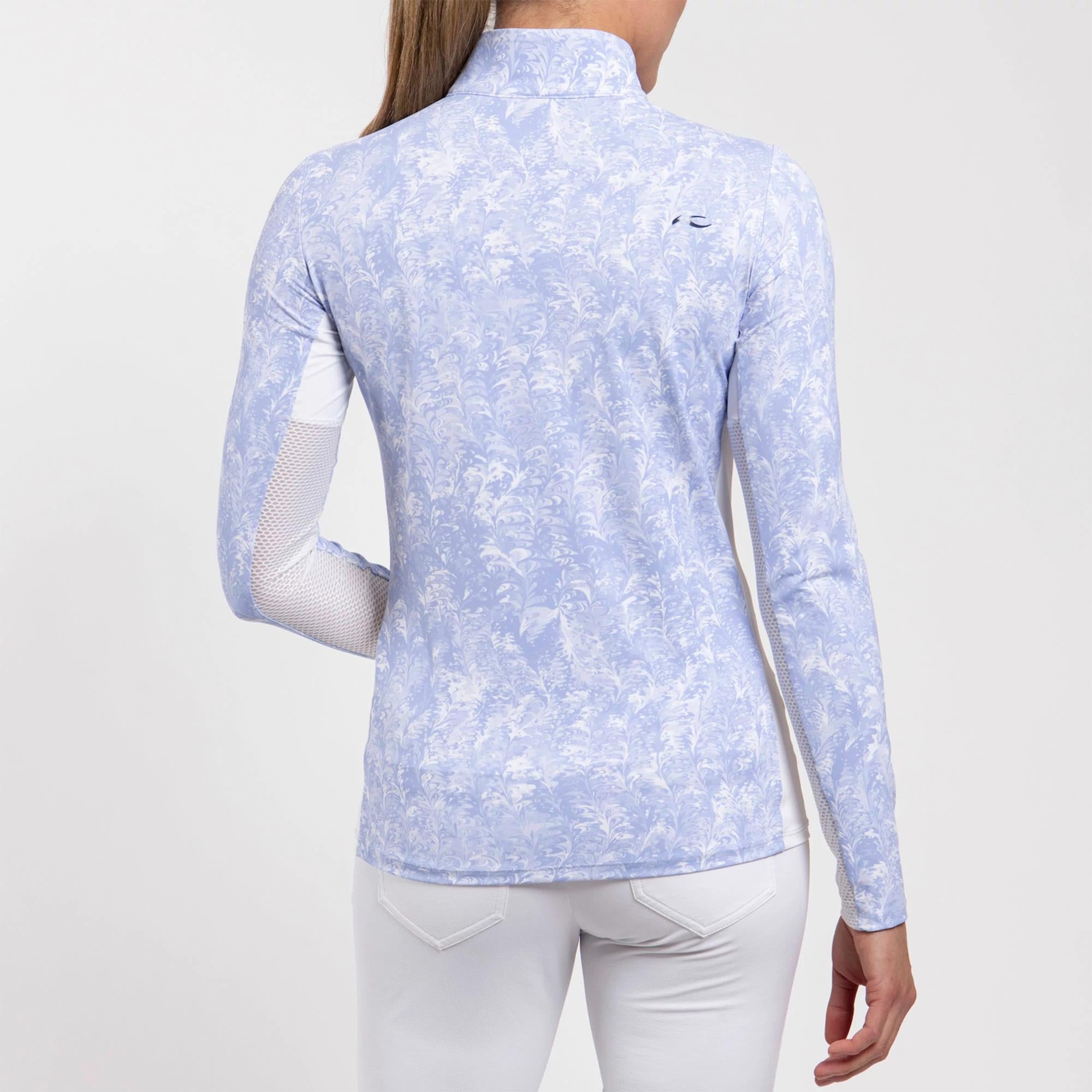 KJUS Sunshine Printed Half Zip Ladies Golf Mid Layer Reflection/White