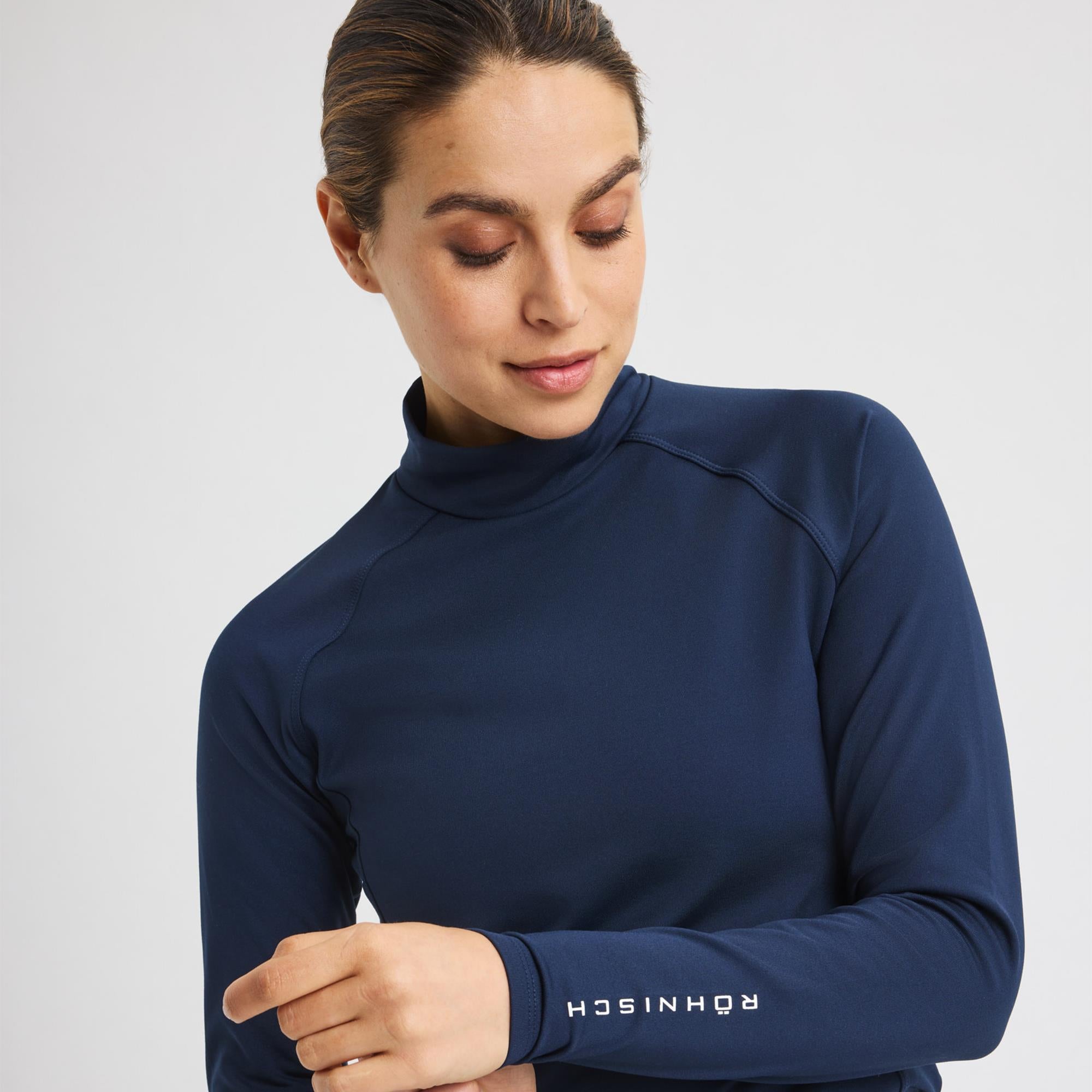 Rohnisch Warm High Collar Ladies Golf Top Navy
