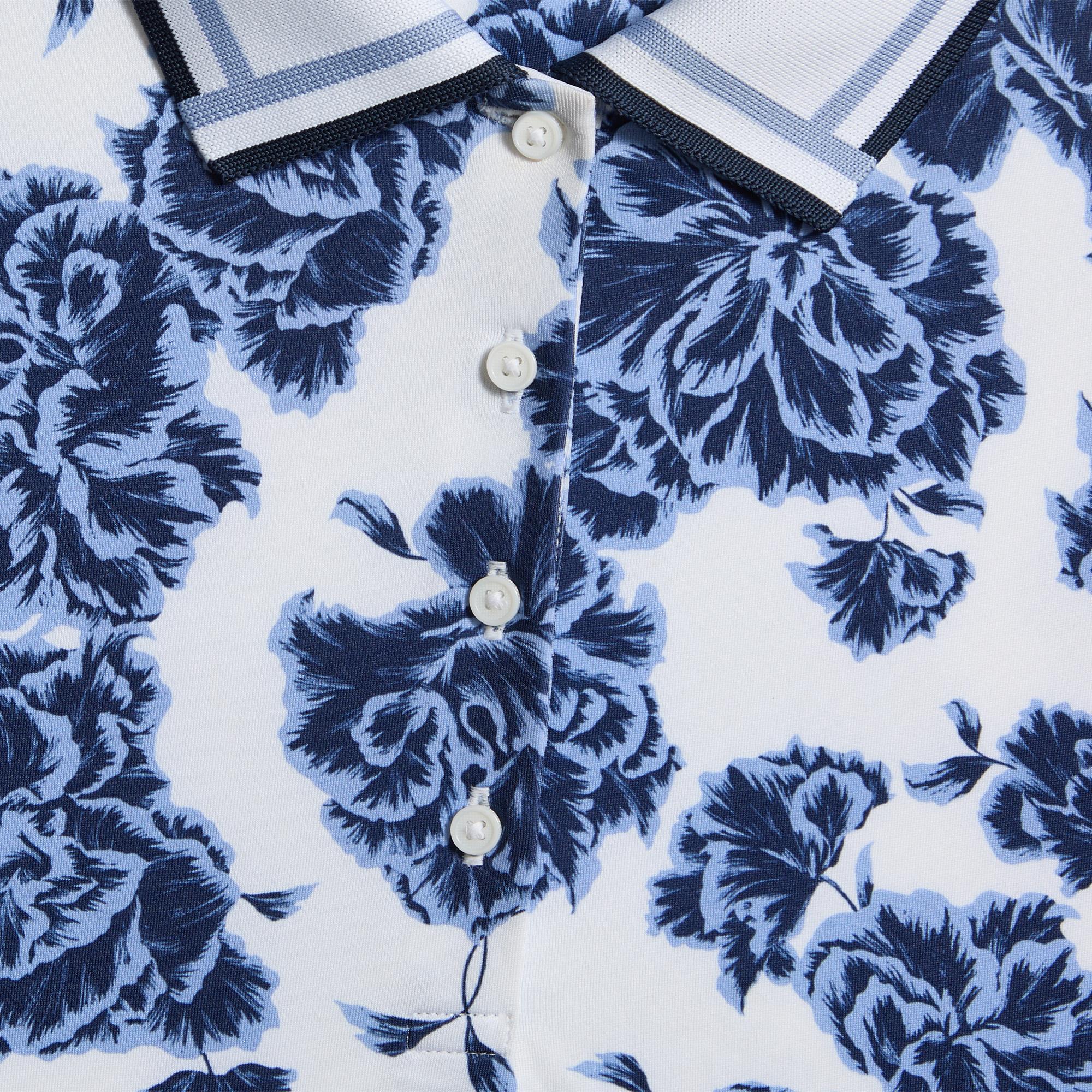 G/FORE Graphic Floral Print Silky Tech Nylon Ladies Sleeveless Golf Polo Shirt Willow