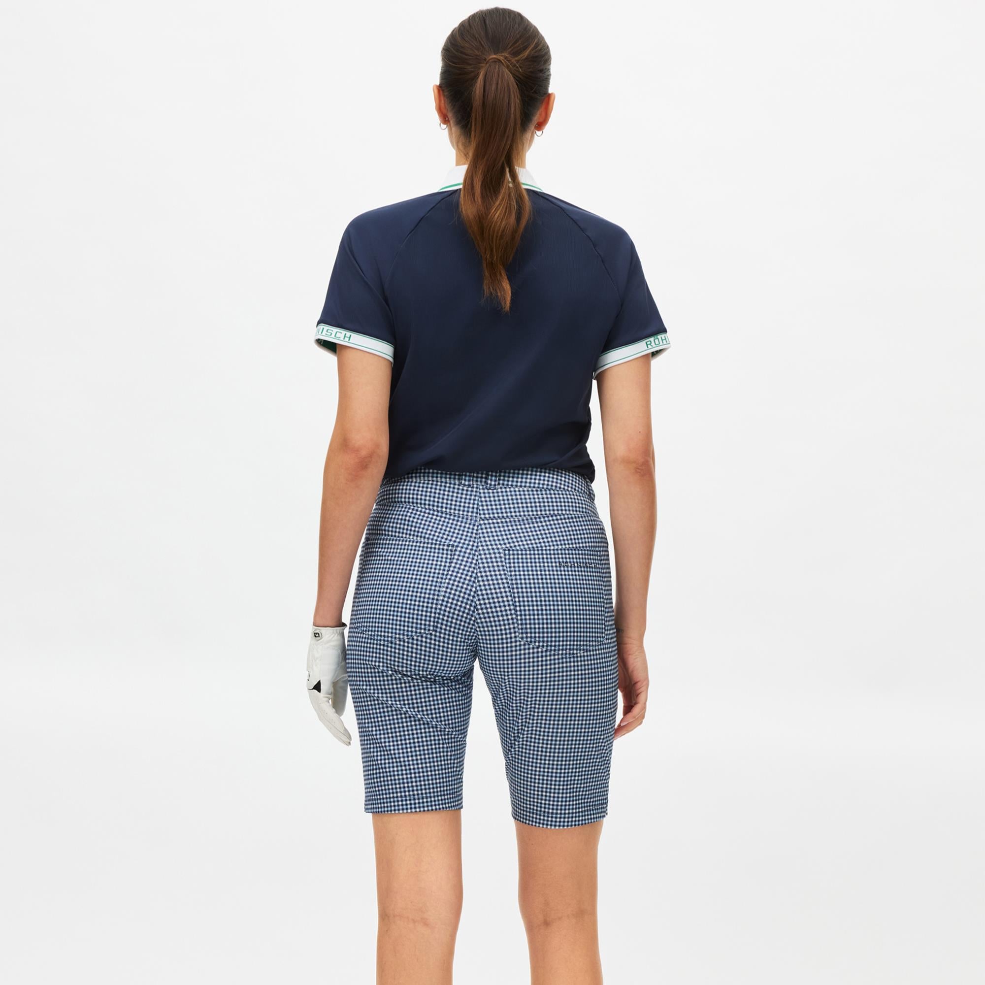 Rohnisch Chie Comfort Stretch Ladies Golf Bermuda Shorts Minicheck Skyway