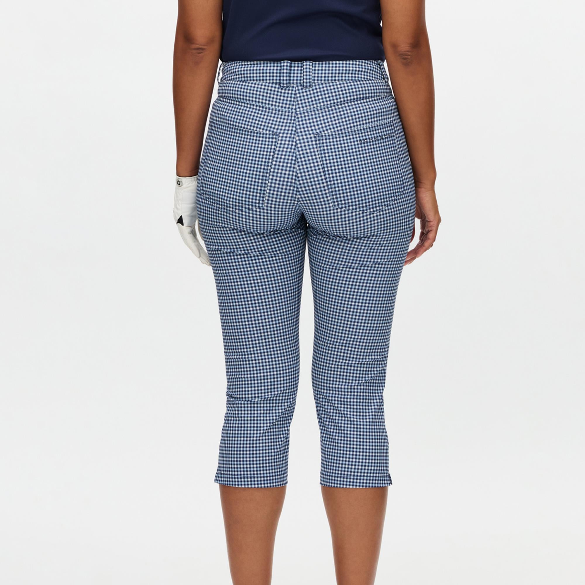 Rohnisch Chie Comfort Stretch Ladies Golf Capri Minicheck Skyway