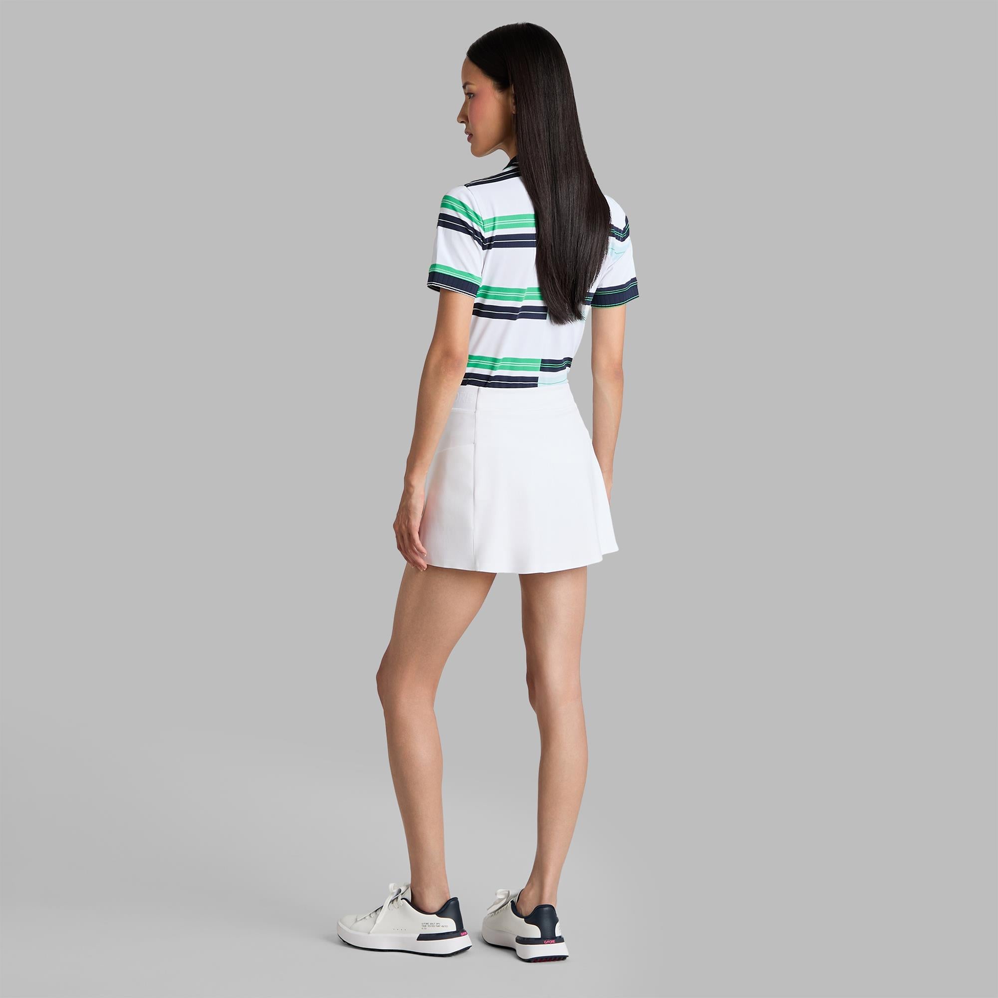 G/FORE Engineered Stripe Tech Pique Ladies Golf Polo Snow