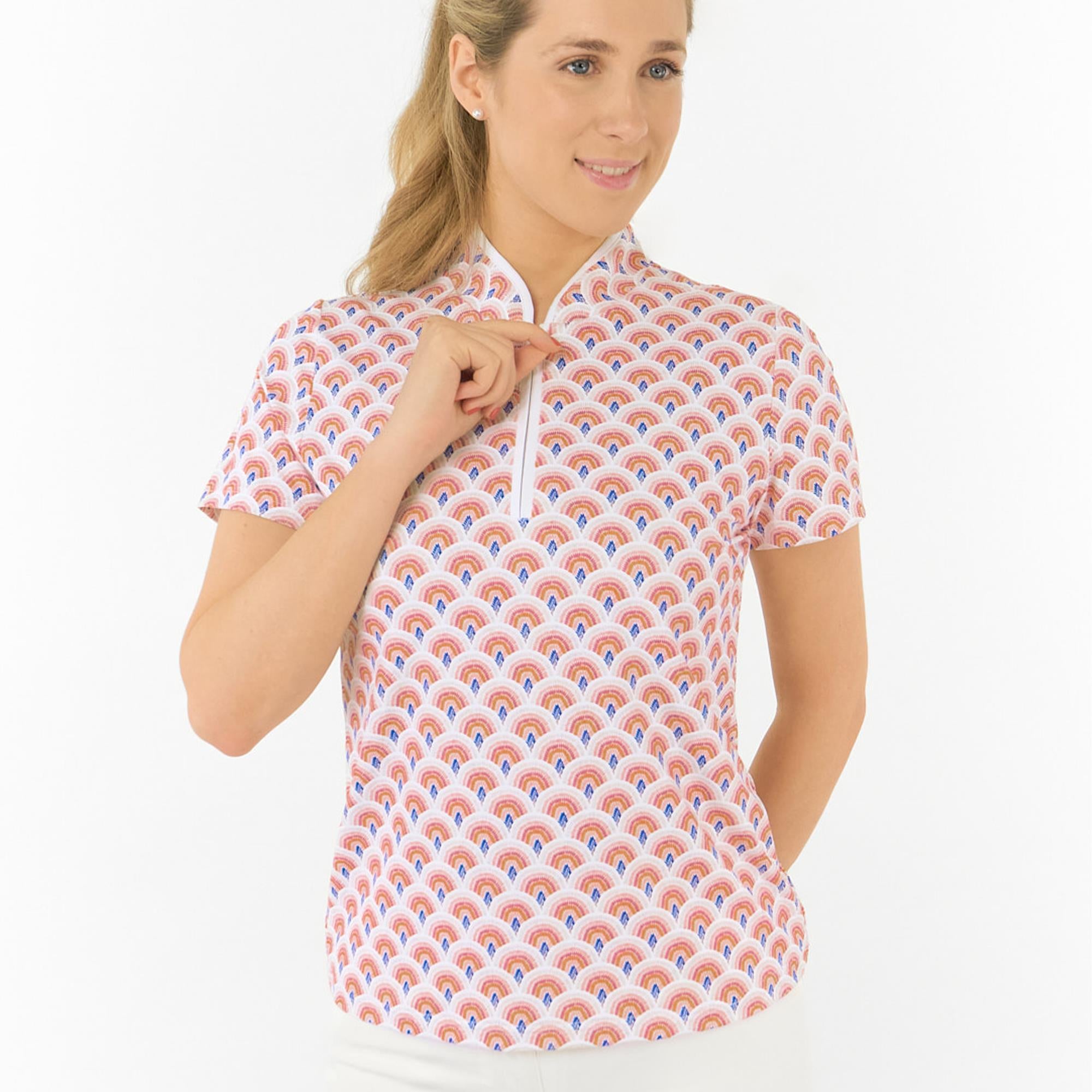 Pure Golf Ellen Short Sleeve Ladies Golf Polo Shirt Mediterranean Sunset