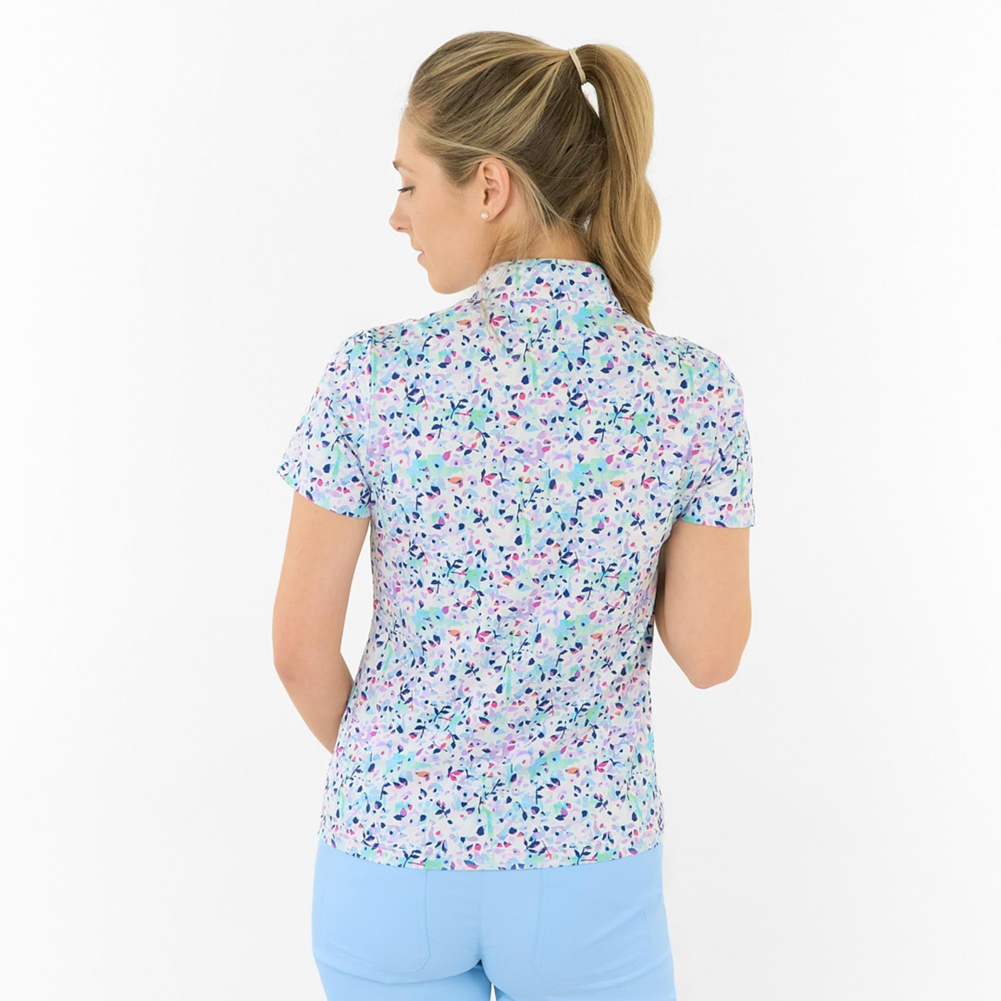 Pure Golf Ellen Short Sleeve Ladies Golf Polo Shirt Mirrored Moonstone