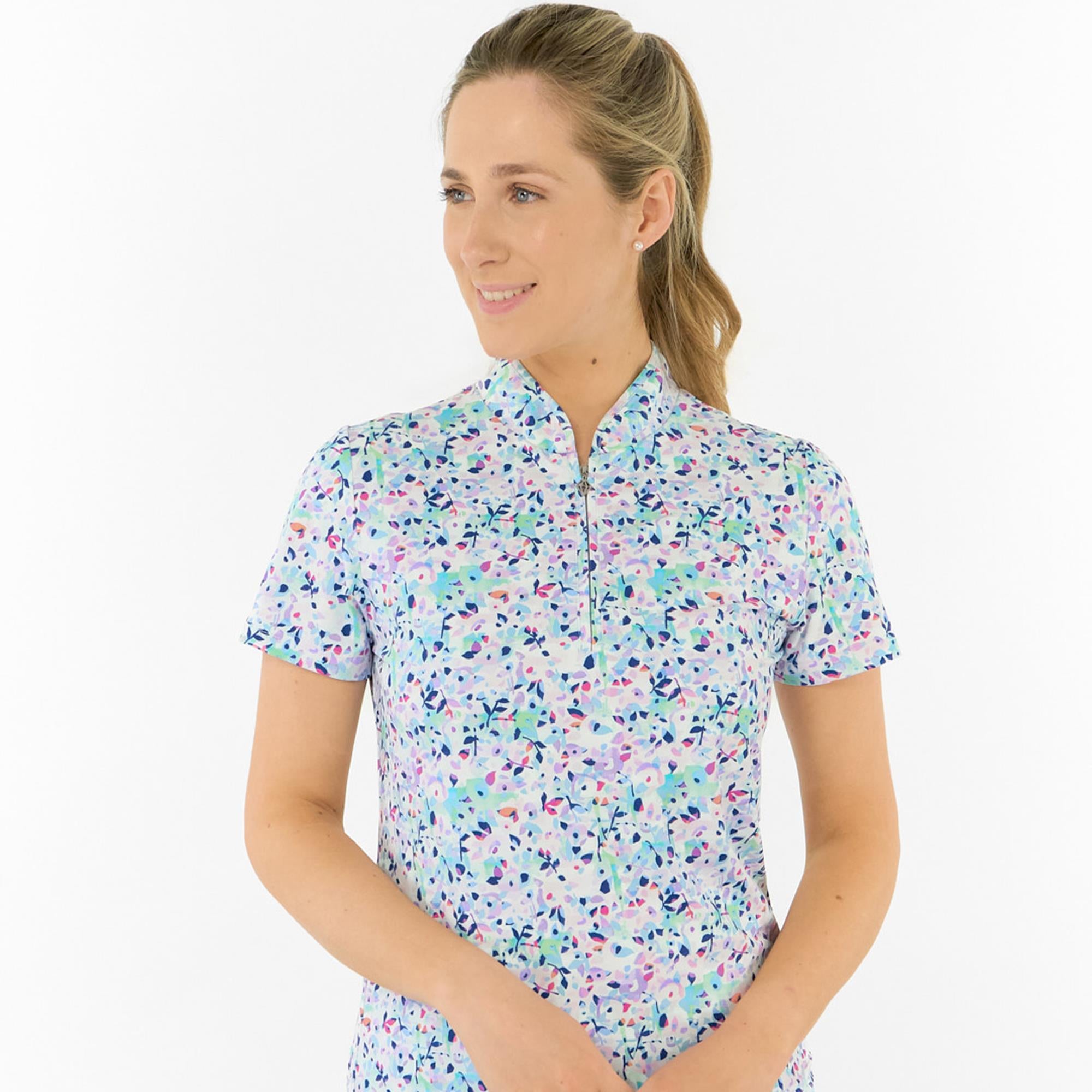 Pure Golf Ellen Short Sleeve Ladies Golf Polo Shirt Mirrored Moonstone